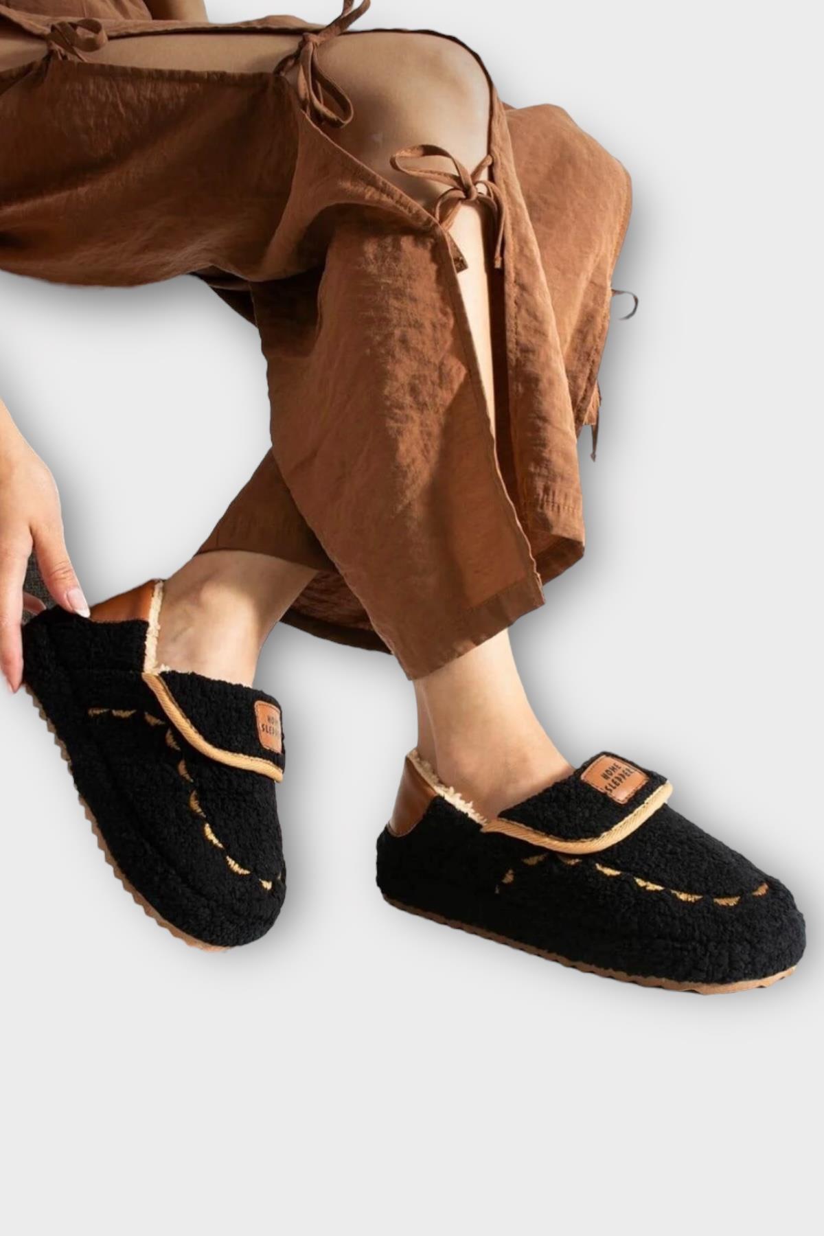 Pofuduk Ses Yapmaz Eva Taban Kadın Panduf SİYAH - Görsel 4