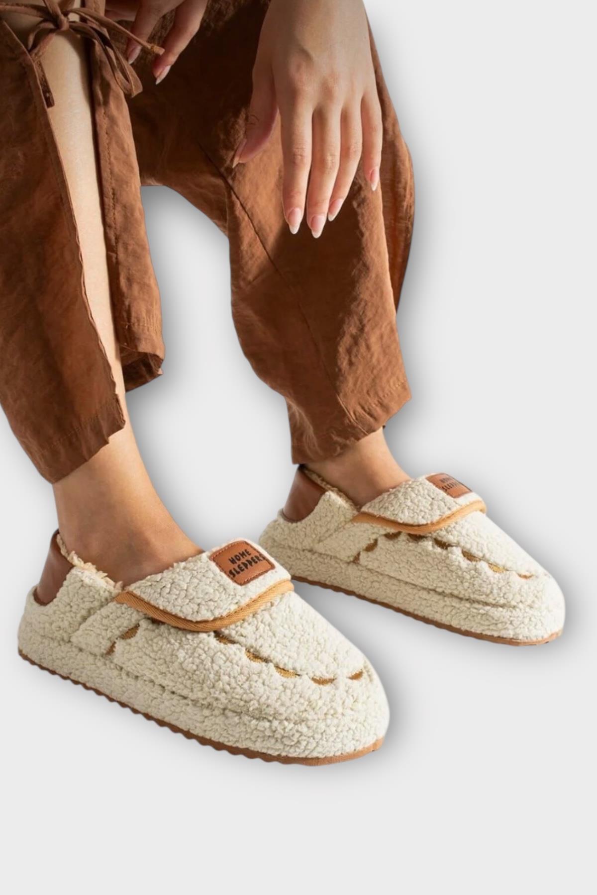 Pofuduk Ses Yapmaz Eva Taban Kadın Panduf KREM - Görsel 4