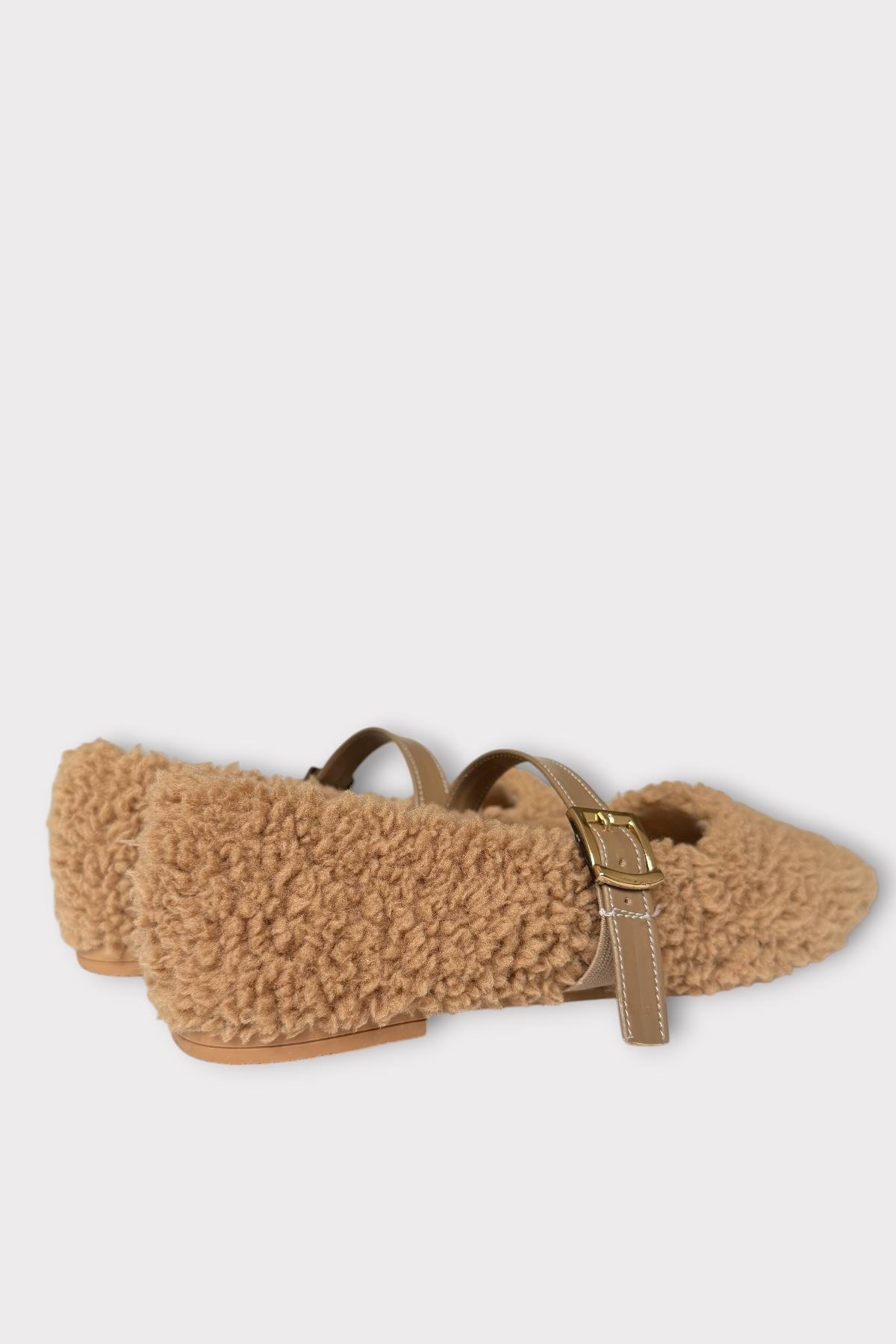 Yumuşak Peluş Ses Yapmaz Hafif Taban Kemerli Kadın Ev Babeti Panduf VİZON - Görsel 8