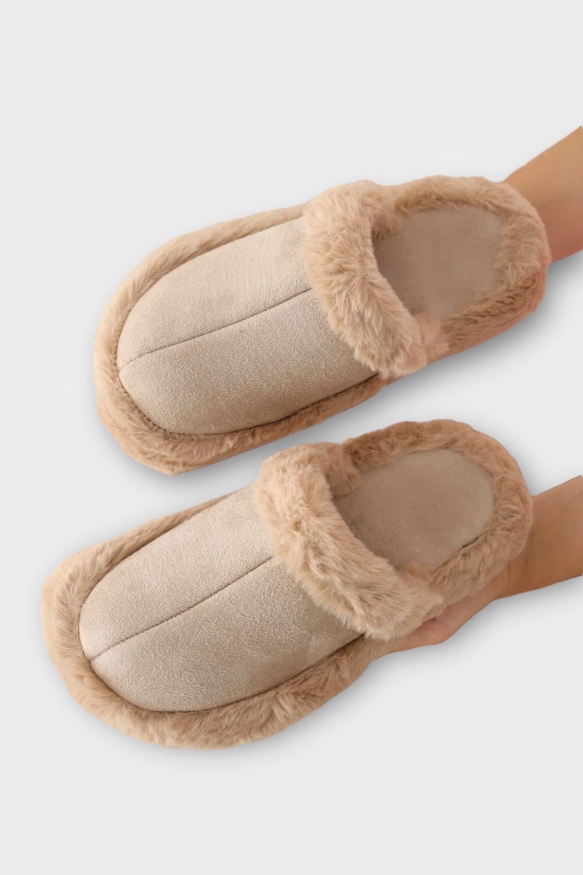 Peluş Detaylı Kadın Ev Terliği BEJ - Görsel 5