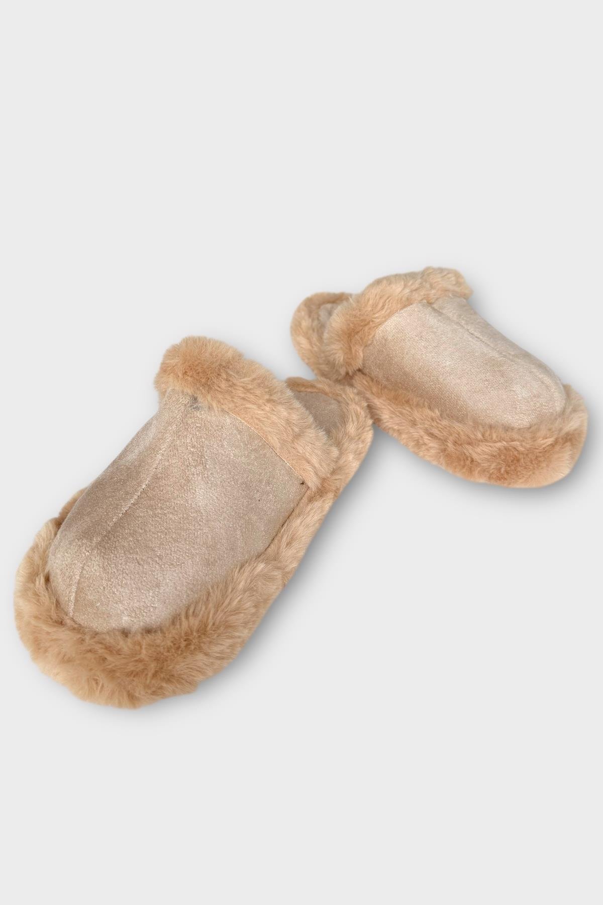 Peluş Detaylı Kadın Ev Terliği BEJ - Görsel 7