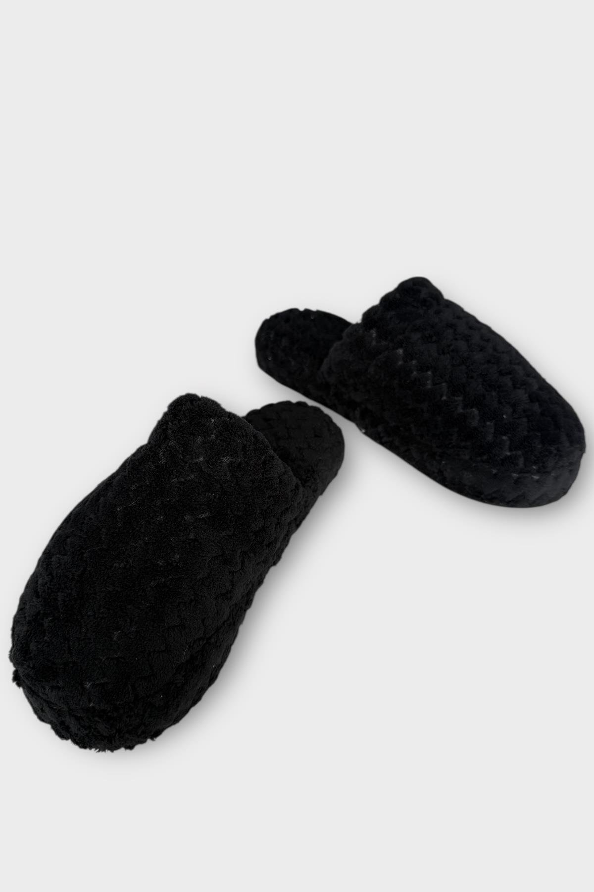 Liger Liger Siyah Kadın Zikzak Desen İçi Kürklü Kaymaz Taban Ev Terliği SİYAH Flo'da! Siyah - 5. görsel