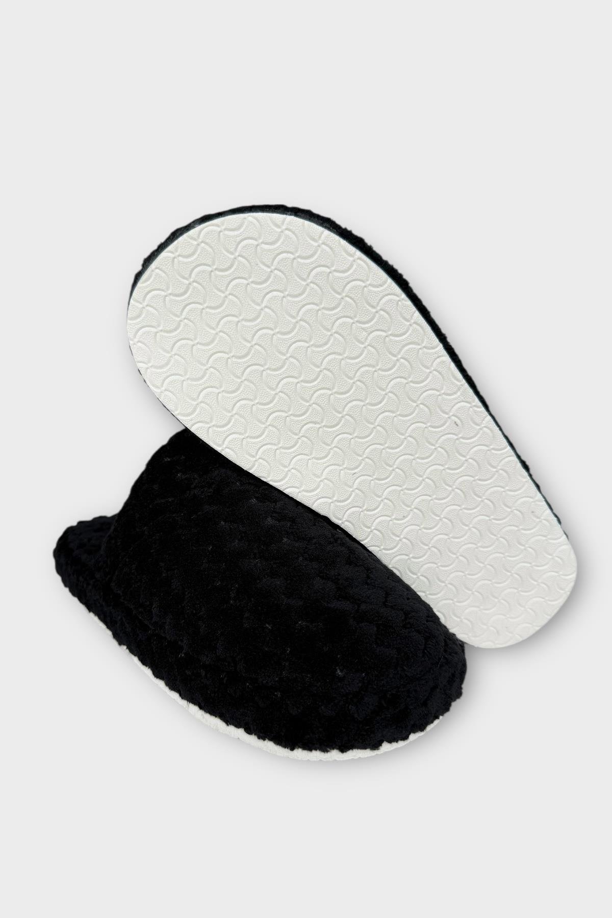 Liger Liger Siyah Kadın Zikzak Desen İçi Kürklü Kaymaz Taban Ev Terliği SİYAH Flo'da! Siyah - 7. görsel