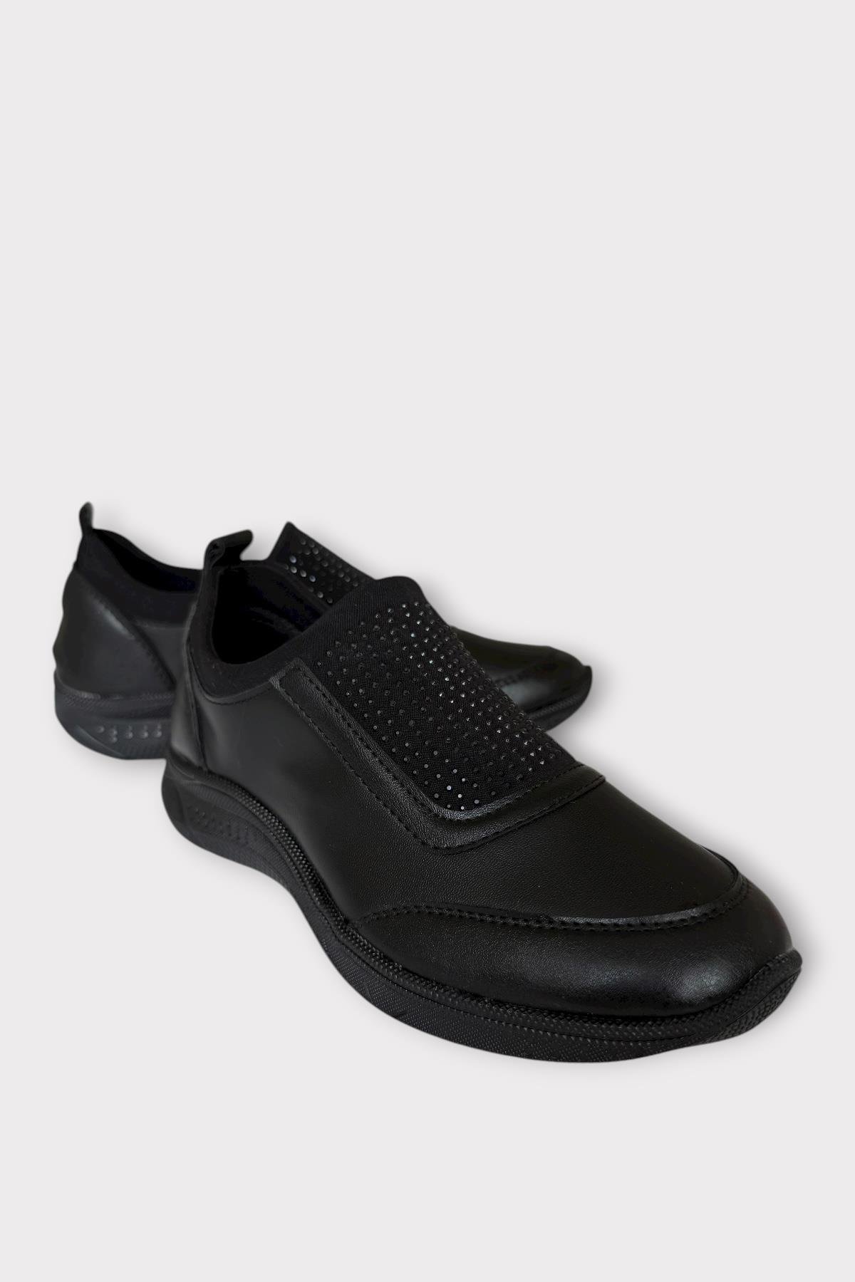 Kadın Ortopedik Comfort Taban Lastik Detay Günlük Ayakkabı SİYAH FÜME - Görsel 3