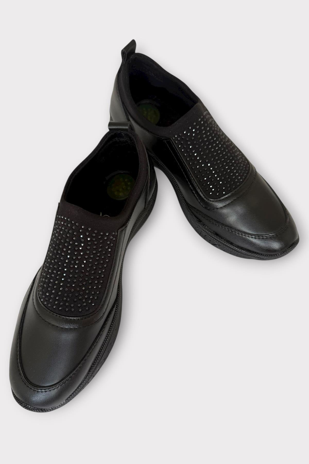 Kadın Ortopedik Comfort Taban Lastik Detay Günlük Ayakkabı SİYAH FÜME - Görsel 4