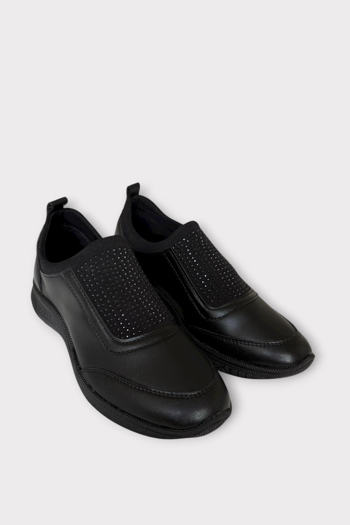 Kadın Ortopedik Comfort Taban Lastik Detay Günlük Ayakkabı SİYAH FÜME - Görsel 5