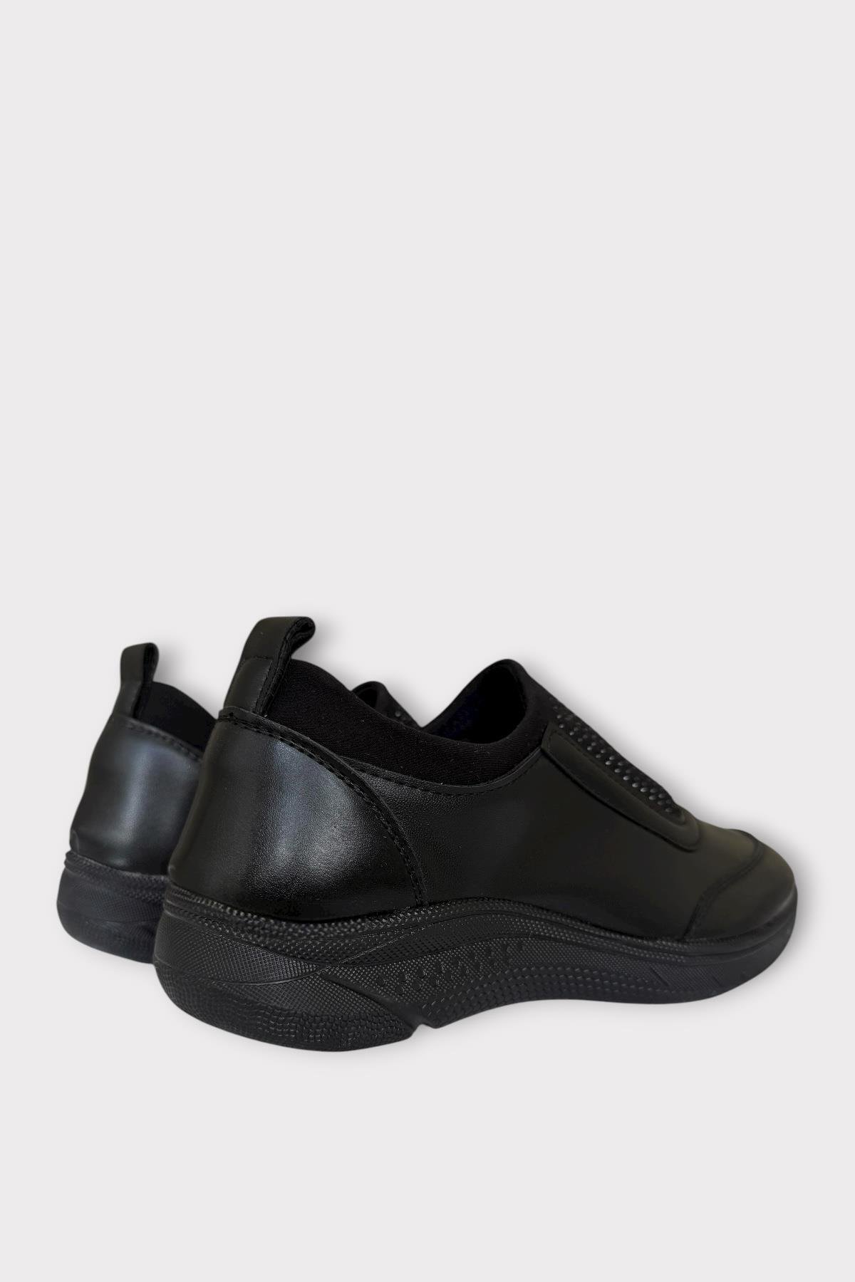 Kadın Ortopedik Comfort Taban Lastik Detay Günlük Ayakkabı SİYAH FÜME - Görsel 6