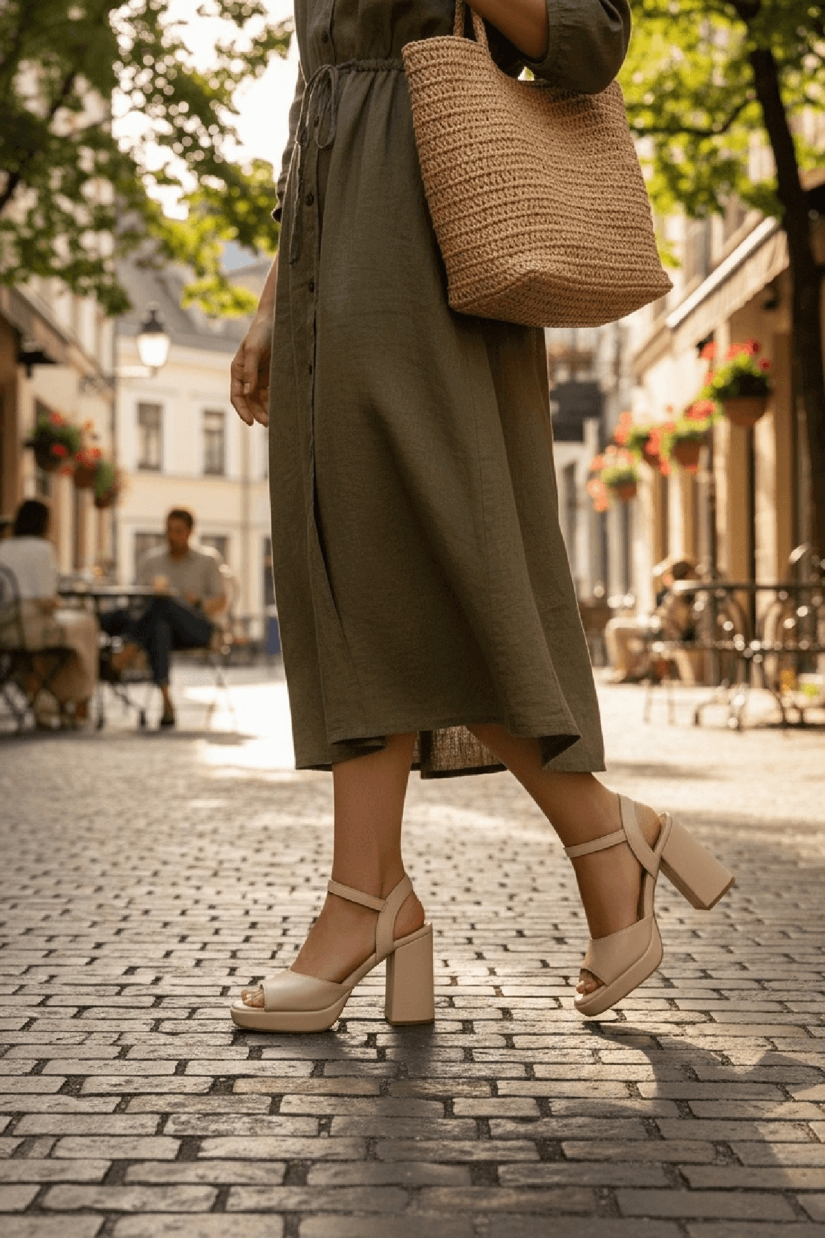 Bello Bej Cilt ( 9 Cm Topuk ) Platform Topuklu Günlük Ayakkabı - Görsel 3