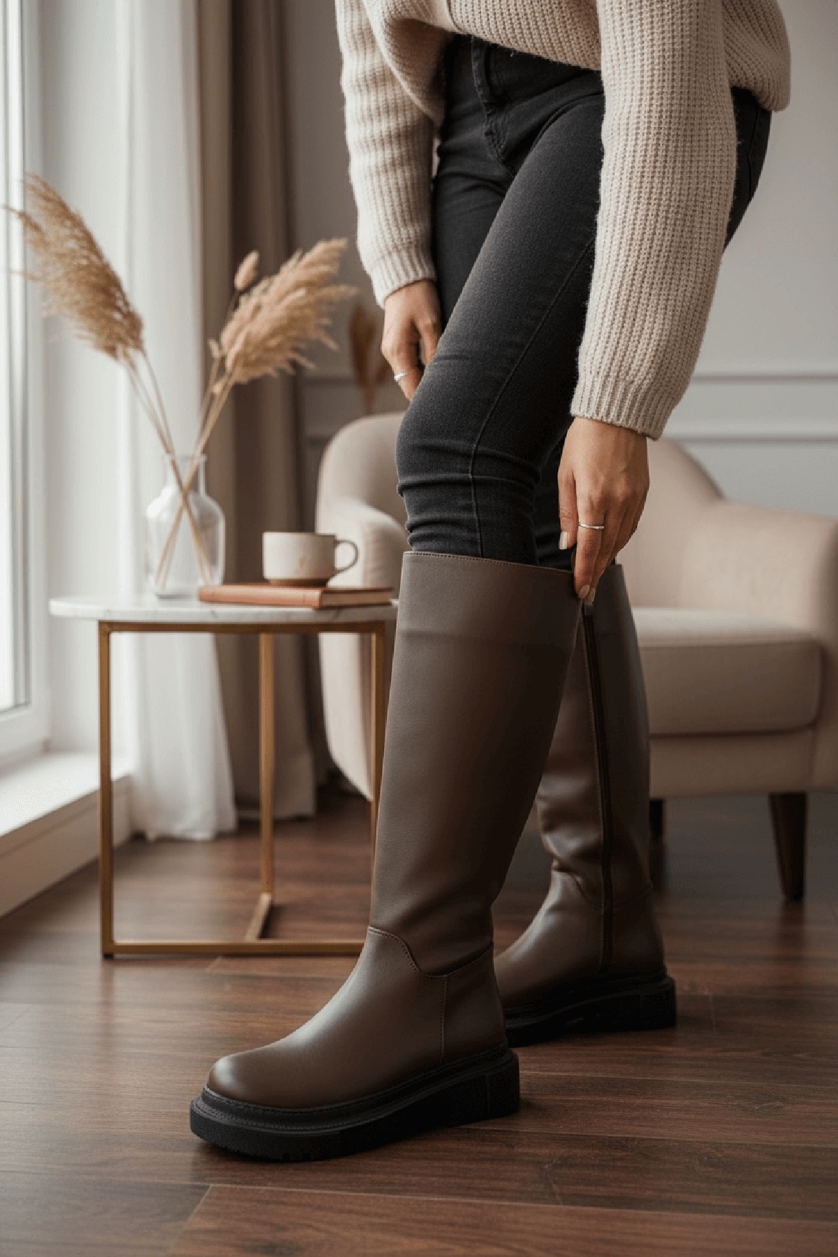 Blanca Kahverengi Çekme Yanı Fermuarlı Günlük Kadın Çizme - Görsel 6