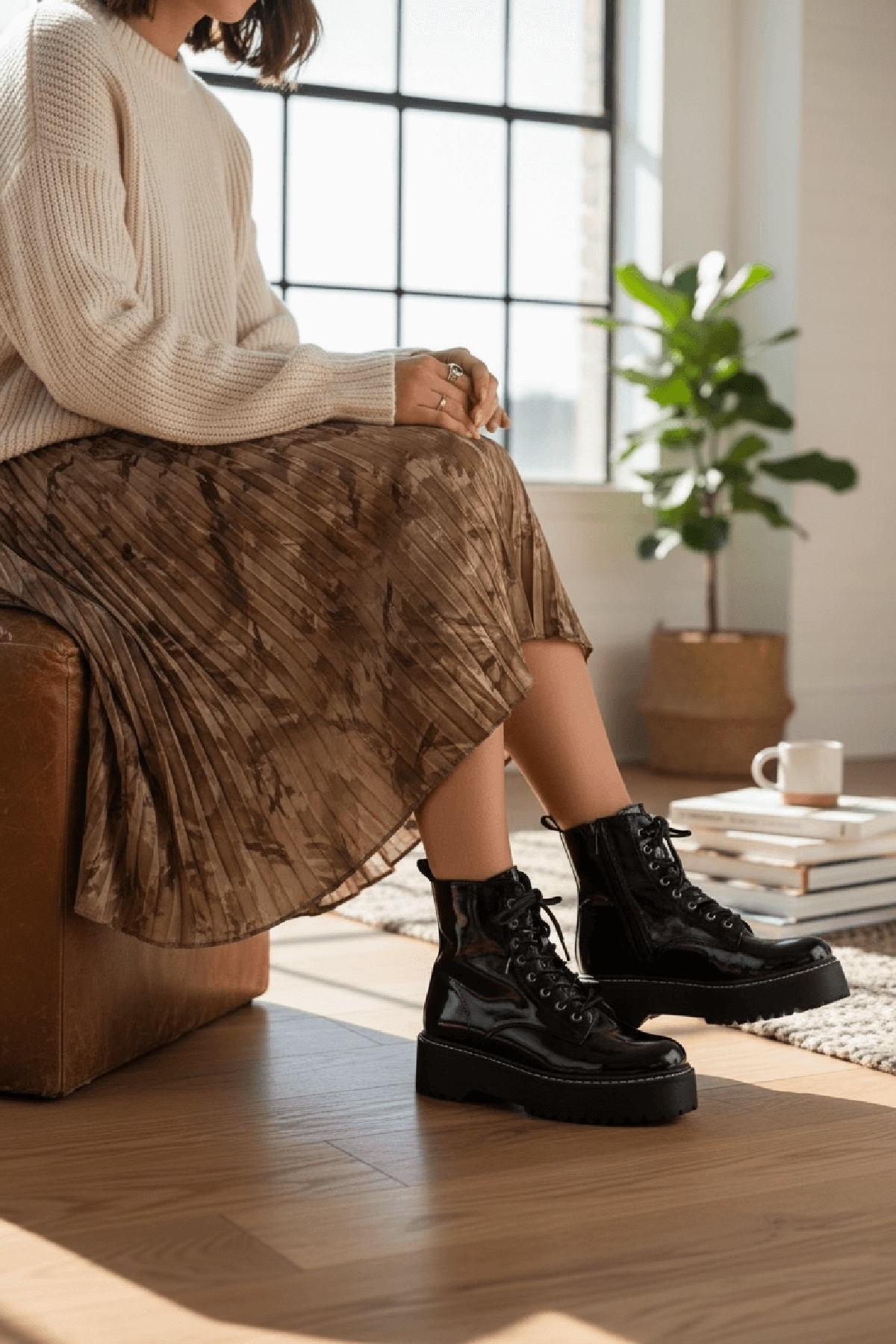 Armoni Siyah Rugan (5 Cm Kalın Tabanlı ) Kadın Günlük Postal - Görsel 4