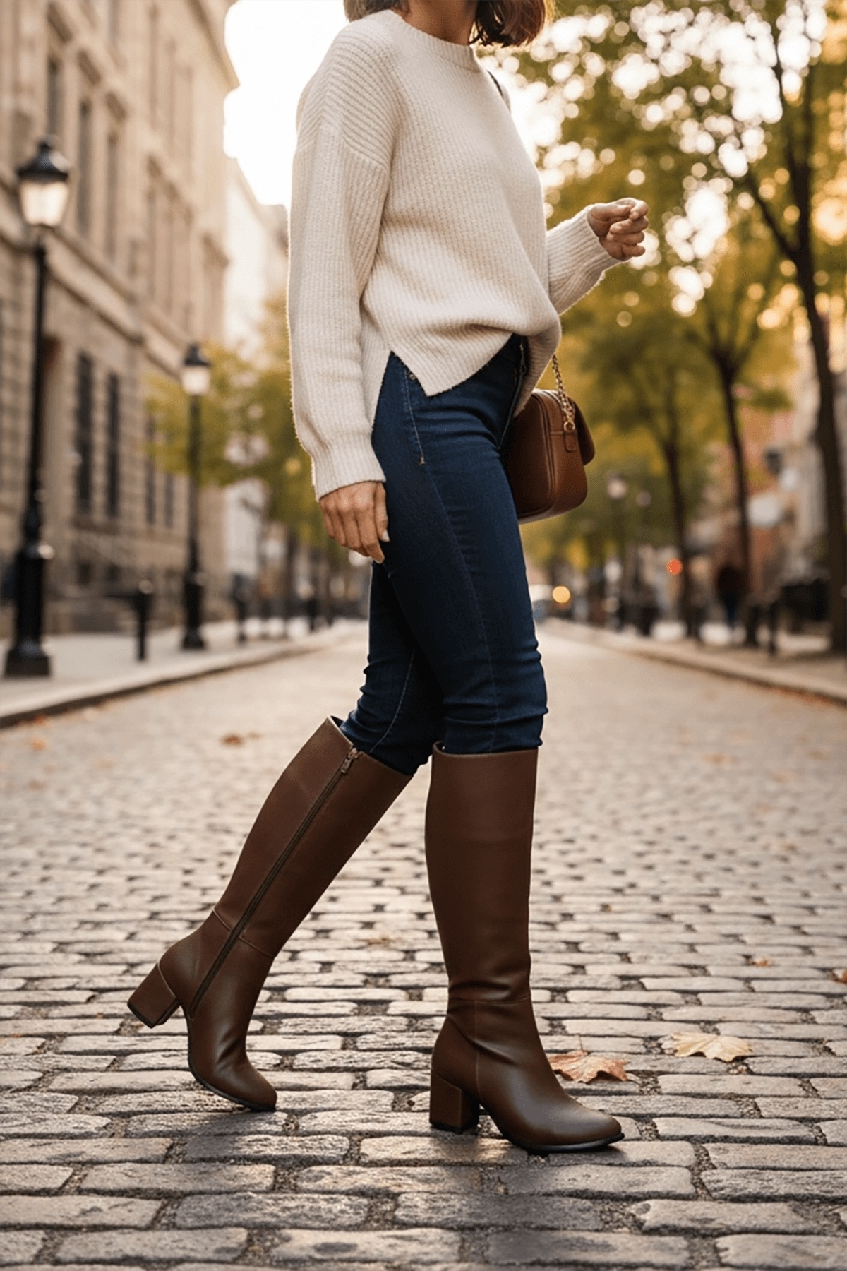 Divolya Karmen Kahverengi Deri (6cm) Topuklu Yanı Fermuarlı Günlük Kullanım Çizme - Görsel 2