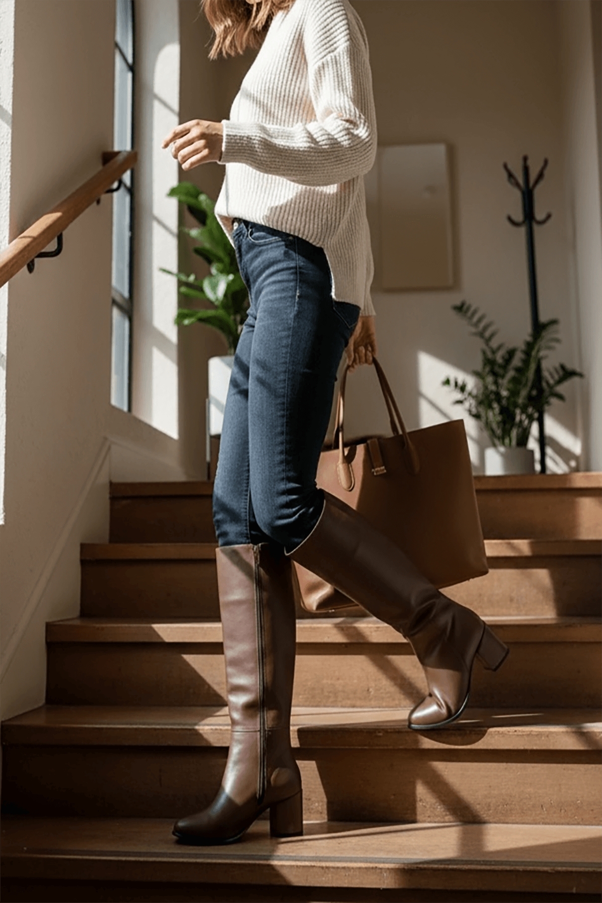 Divolya Karmen Kahverengi Deri (6cm) Topuklu Yanı Fermuarlı Günlük Kullanım Çizme - Görsel 5