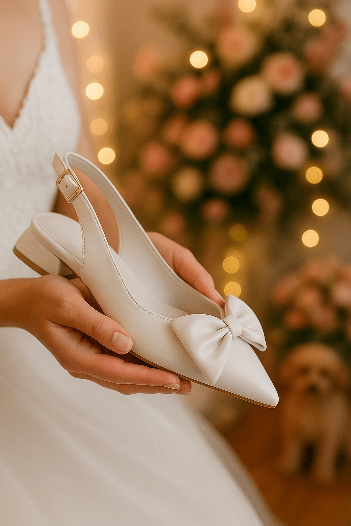 İlef Fiyonklu Beyaz ( 3 cm Topuklu ) Sivri Burun Topuklu Ayakkabı - Görsel 3
