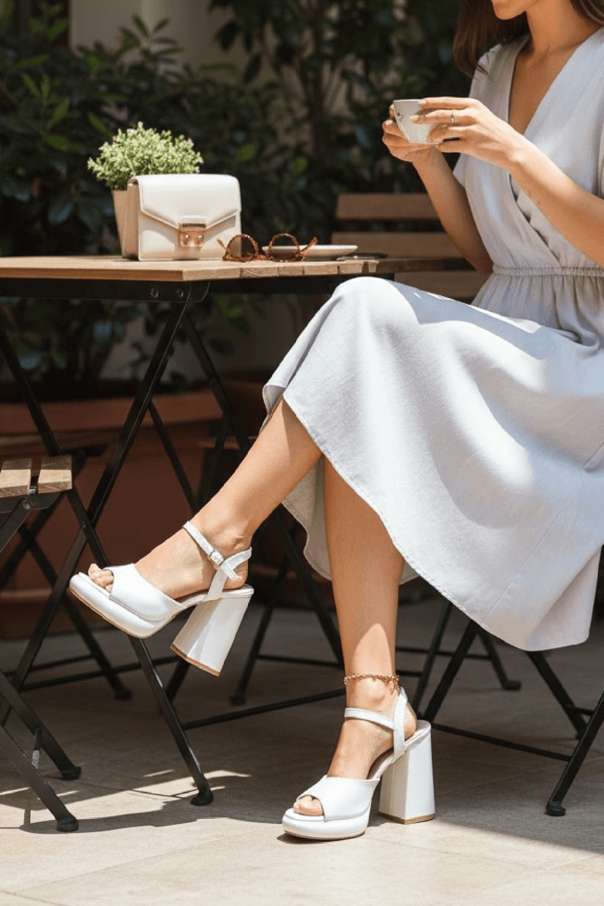 Bello Beyaz Cilt ( 9 Cm Topuk ) Platform Topuklu Günlük Ayakkabı - Görsel 3