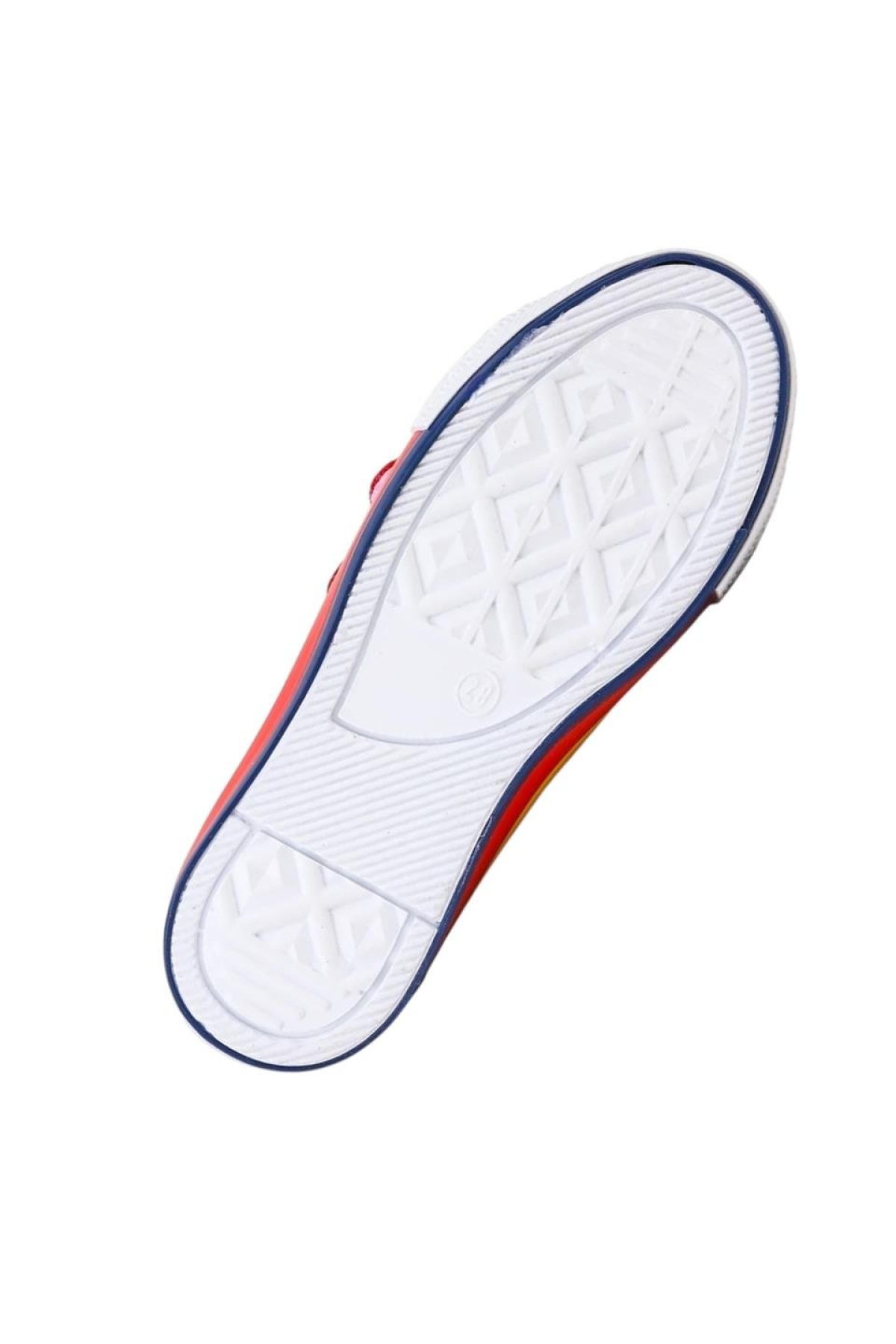 Unisex Çocuk Keten Kısa Convers Modeli Cırtlı Sneaker Spor Ayakkabı (26-30) KIRMIZI - Görsel 4