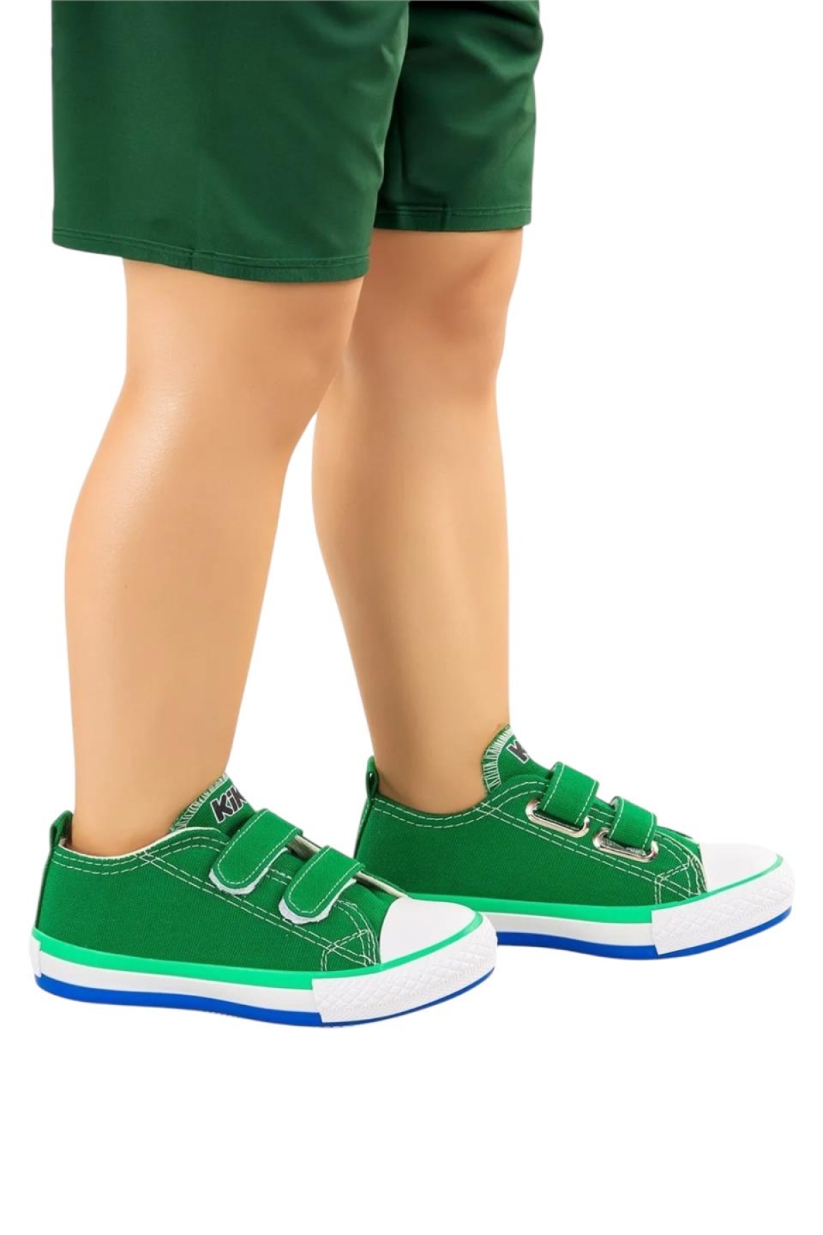 Unisex Çocuk Keten Kısa Convers Modeli Cırtlı Sneaker Spor Ayakkabı (26-30) Yeşil - Görsel 9