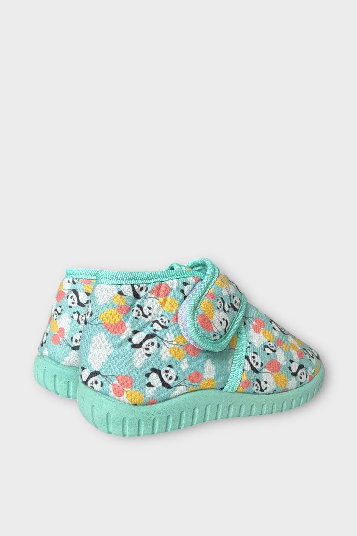 Tematik Cırtlı Çocuk Panduf Okul Kreş Ev Ayakkabısı Kaydırmaz Taban GRİ-SU YEŞİLİ - Görsel 6