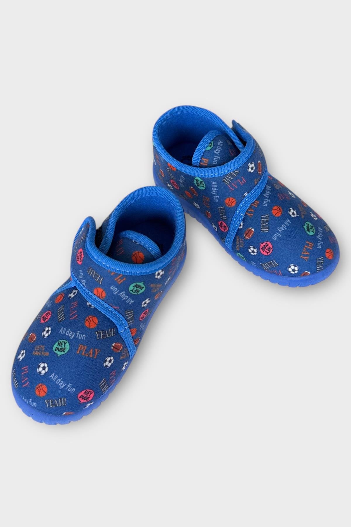 Tematik Cırtlı Çocuk Panduf Okul Kreş Ev Ayakkabısı Kaydırmaz Taban LACİVERT - KIRMIZI - Görsel 5