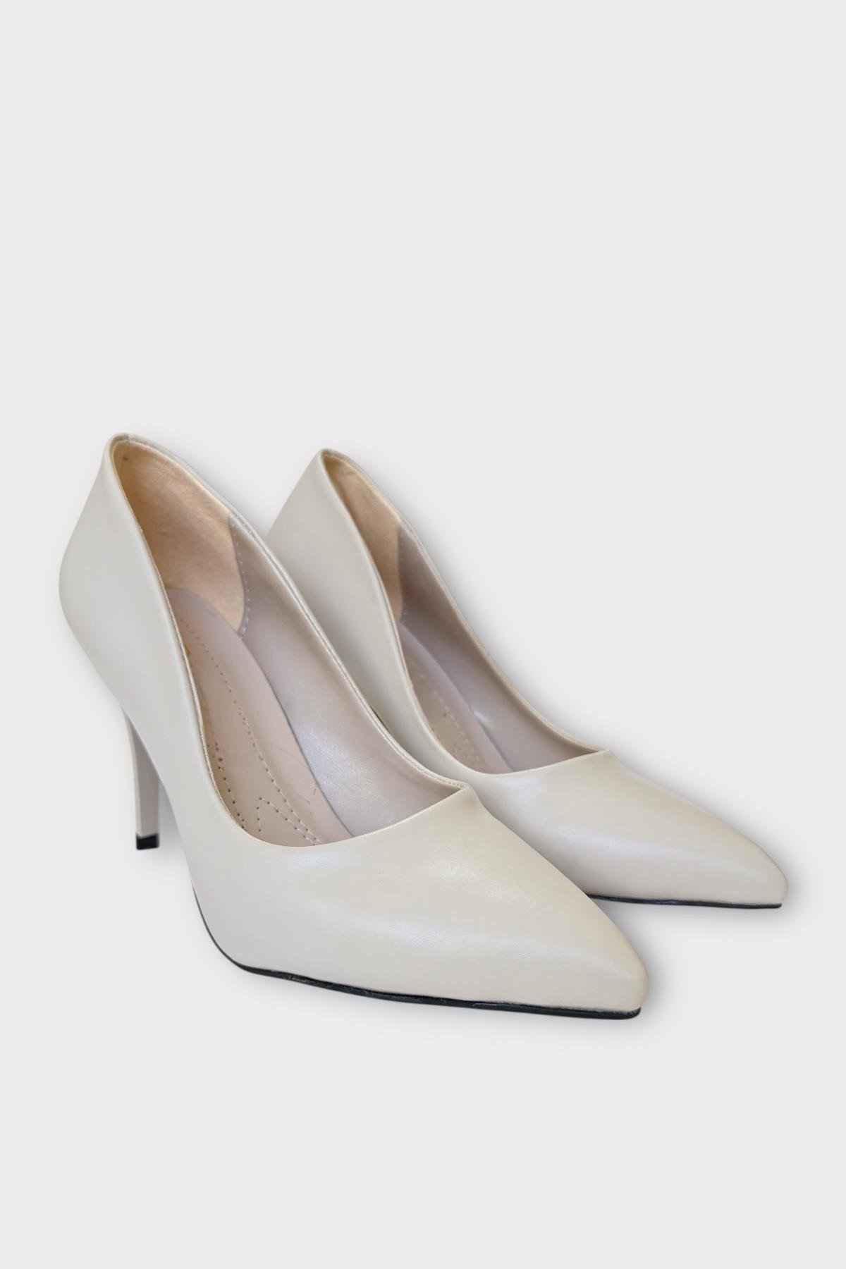Kadın Klasik Topuklu Ayakkabı BEJ - Görsel 3