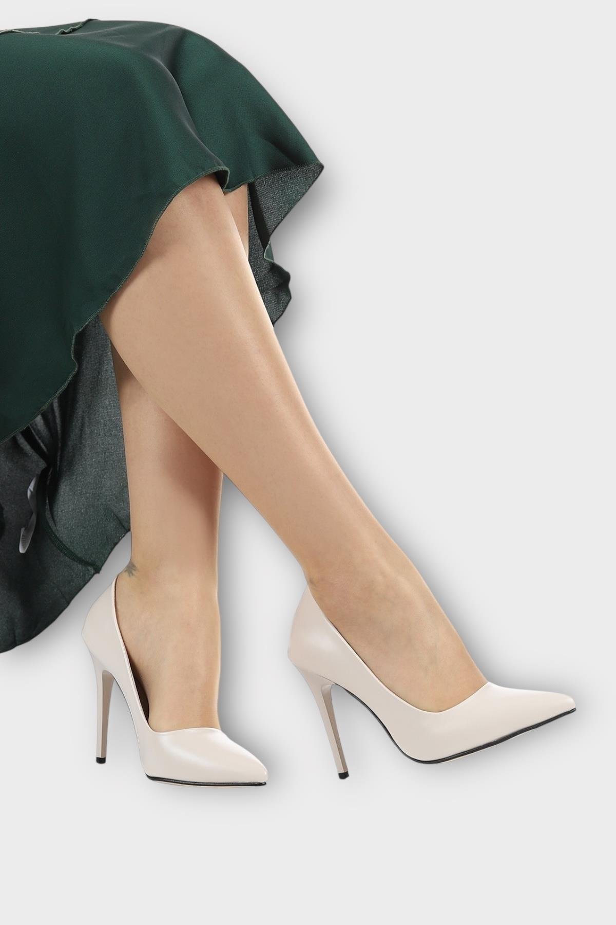 Kadın Klasik Topuklu Ayakkabı BEJ - Görsel 7