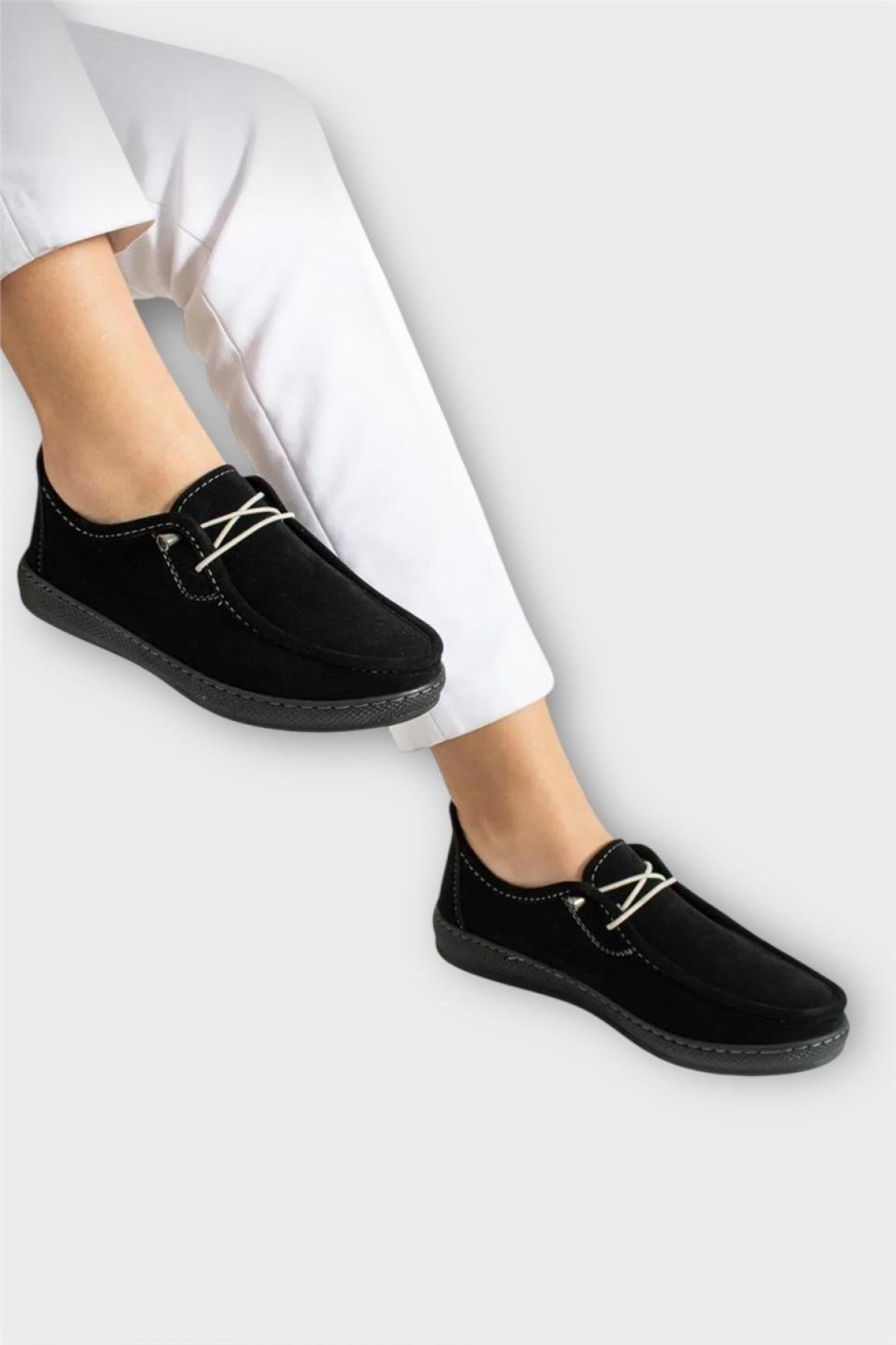 Kadın Günlük Hafif Mevsimlik Rahat Tam Ortopedik Casual Süet Ayakkabı SİYAH - Görsel 10