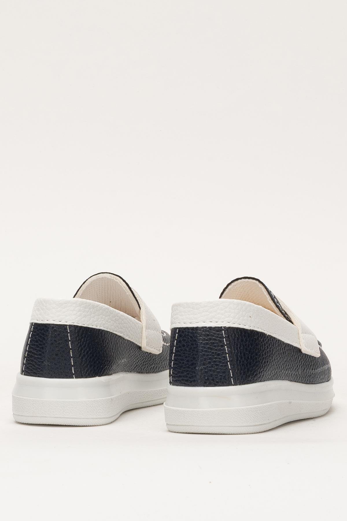 Erkek Okul Tören Düğün Sünnet Çocuk Ayakkabısı LACİVERT - BEYAZ - Görsel 5