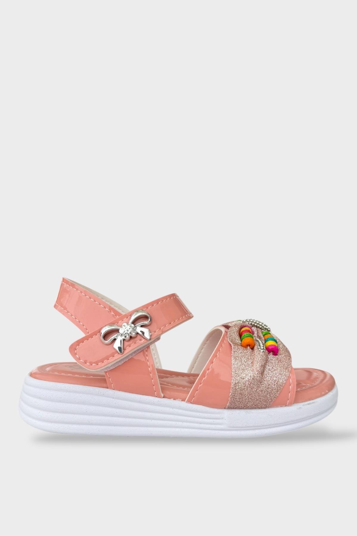 Kız Çocuk Yazlık Düğün Tören Şık Sandalet Ayakkabı PUDRA - GÜMÜŞ - Görsel 2