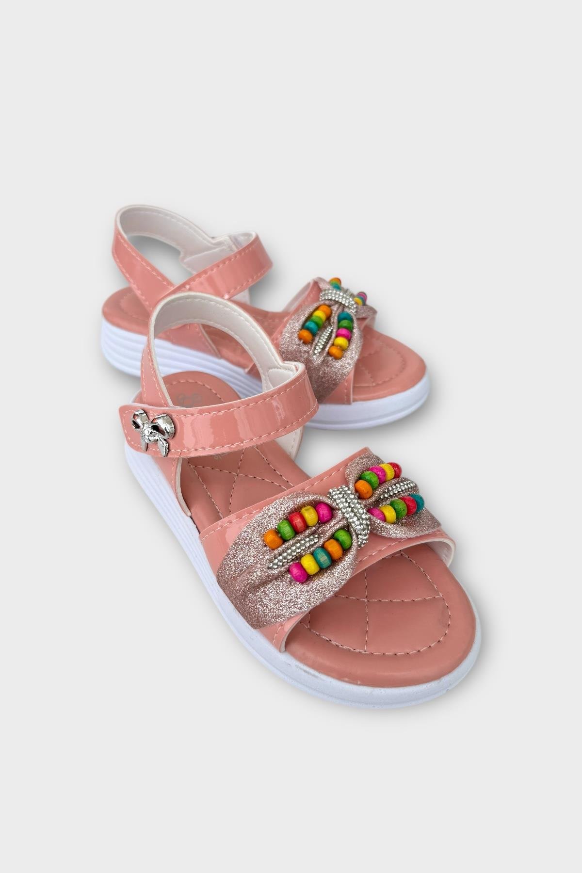 Kız Çocuk Yazlık Düğün Tören Şık Sandalet Ayakkabı PUDRA - GÜMÜŞ - Görsel 3