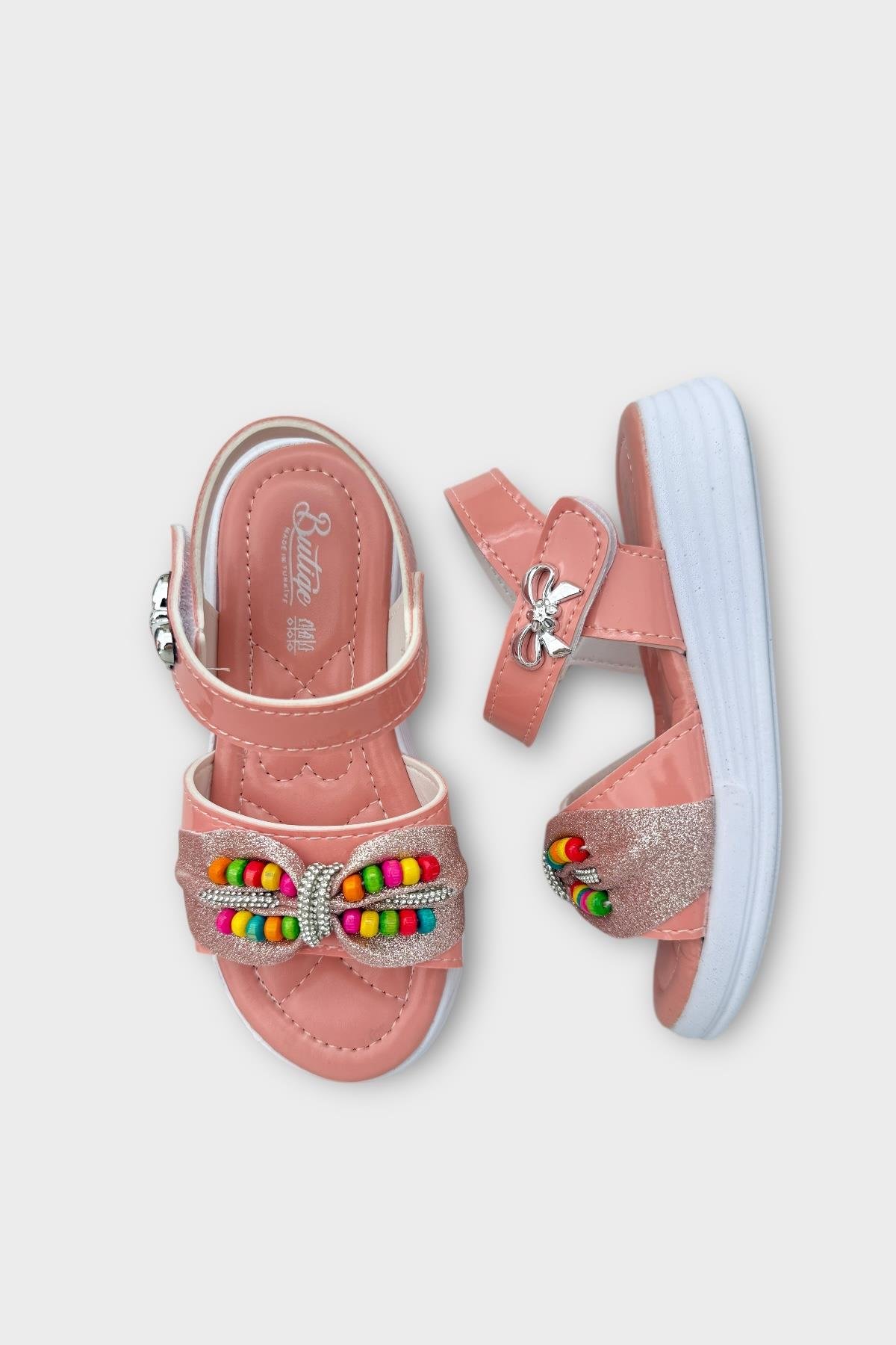 Kız Çocuk Yazlık Düğün Tören Şık Sandalet Ayakkabı PUDRA - GÜMÜŞ - Görsel 7