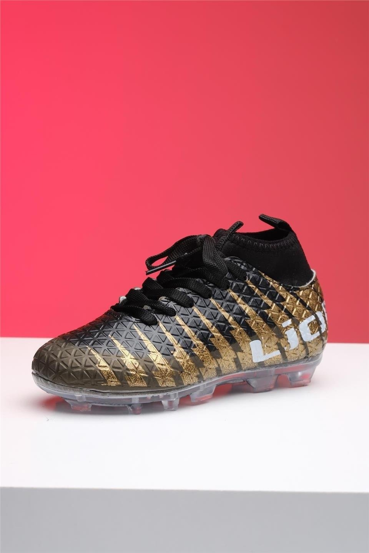 Çoraplı Bilekli Boğazlı Krampon Futbol Ayakkabısı SİYAH - ALTIN - Görsel 5