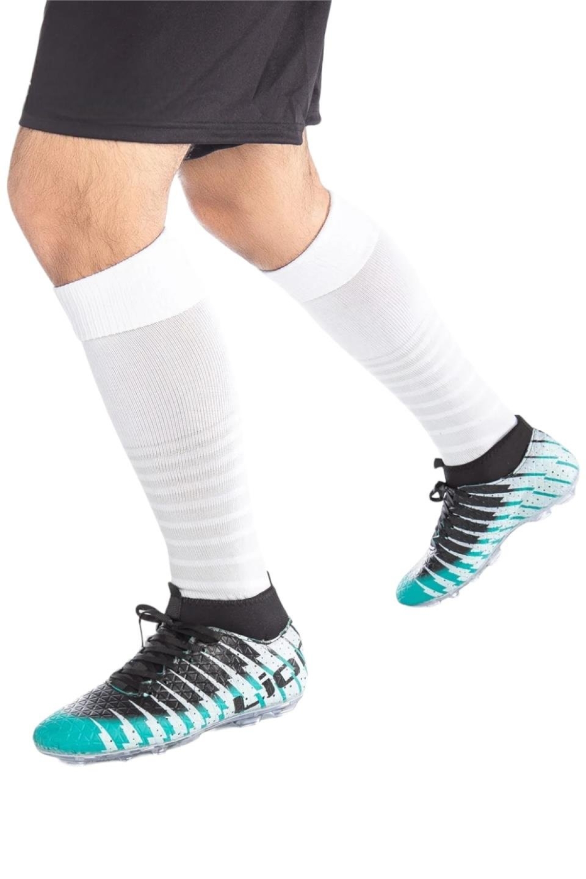 Çoraplı Bilekli Boğazlı Krampon Futbol Ayakkabısı SU YEŞİLİ - SİYAH - Görsel 2