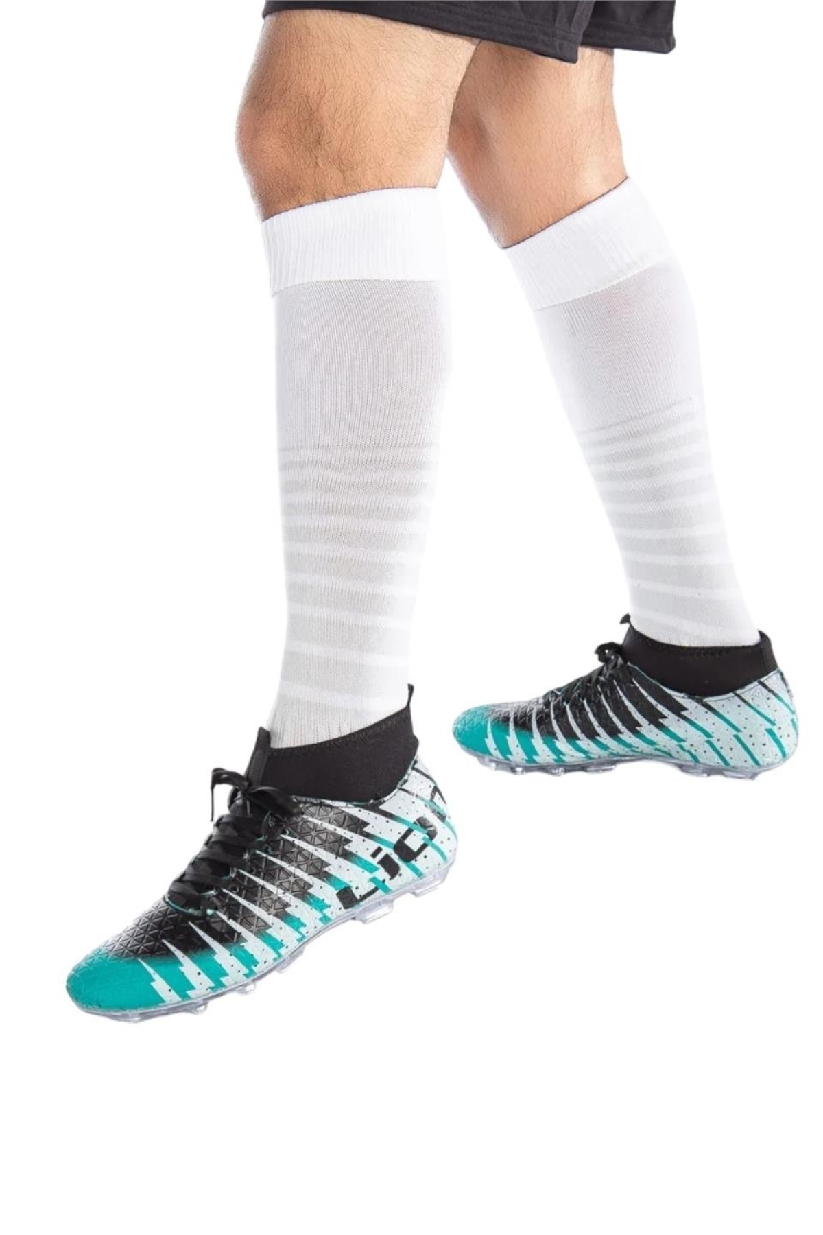 Çoraplı Bilekli Boğazlı Krampon Futbol Ayakkabısı SU YEŞİLİ - SİYAH - Görsel 4