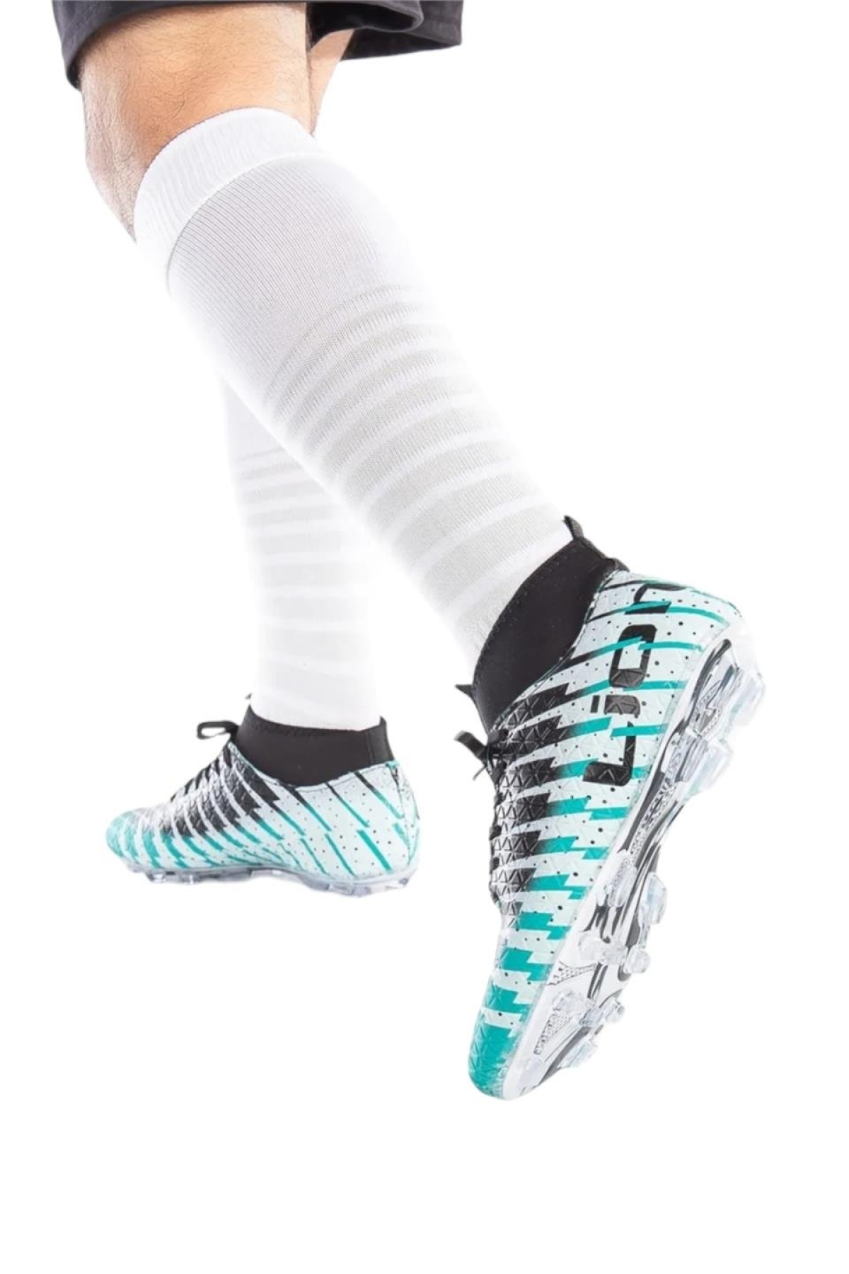 Çoraplı Bilekli Boğazlı Krampon Futbol Ayakkabısı SU YEŞİLİ - SİYAH - Görsel 5