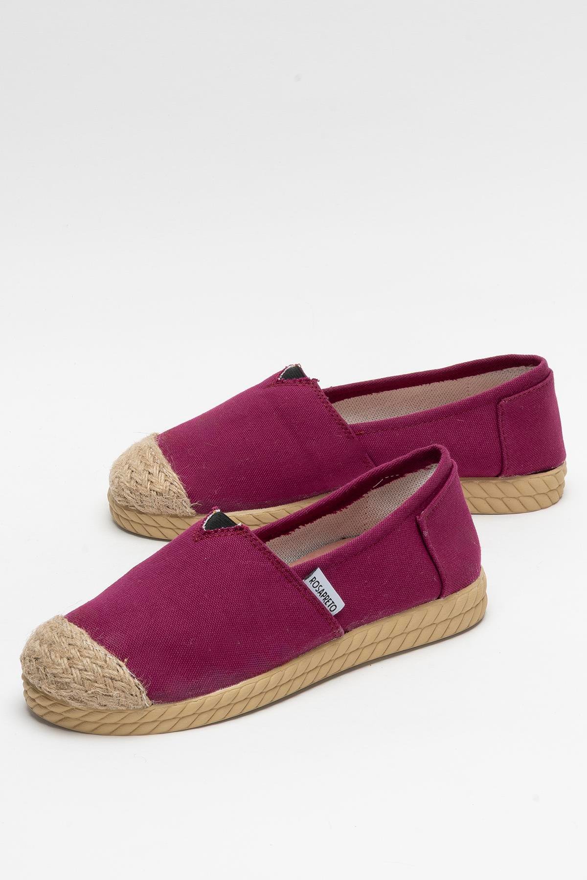 Kadın Keten Babet Ayakkabı BORDO - Görsel 6