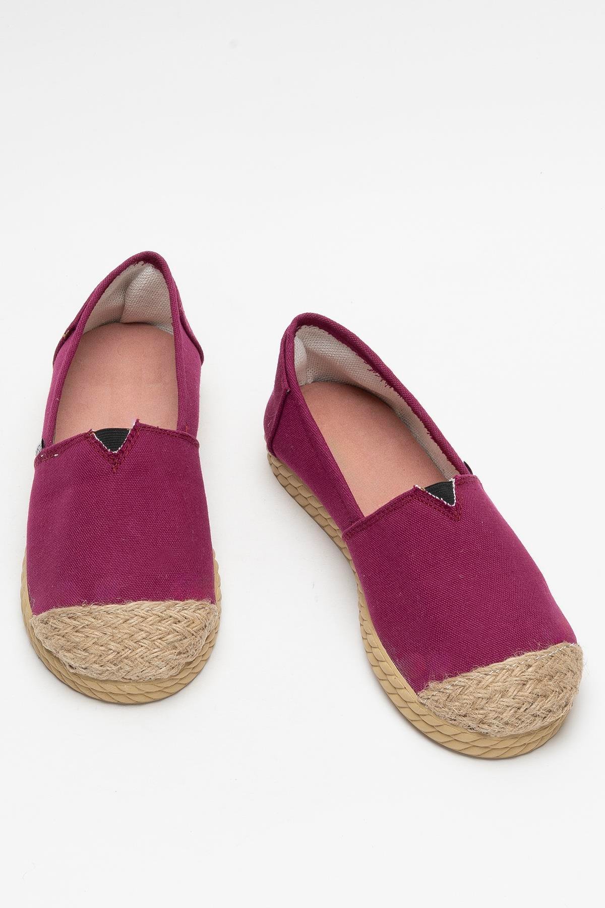 Kadın Keten Babet Ayakkabı BORDO - Görsel 7