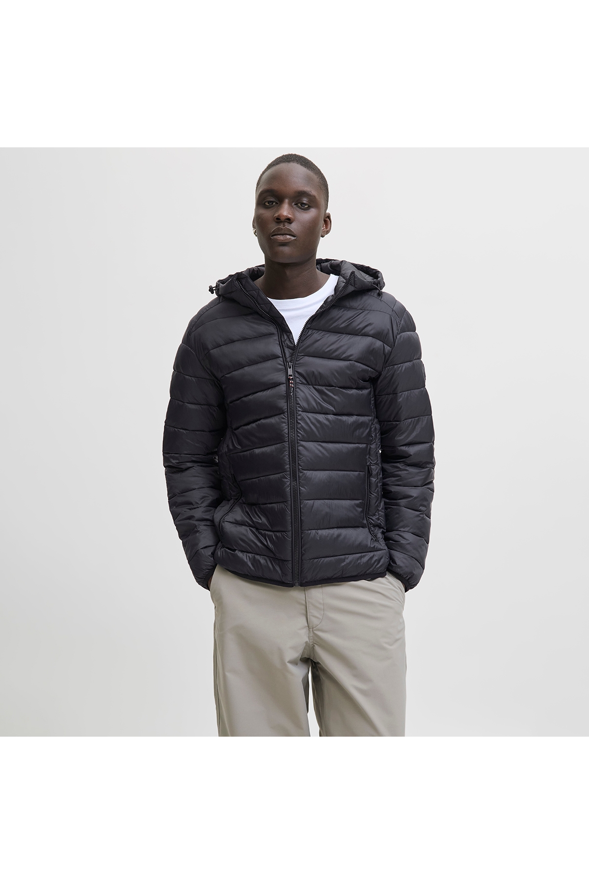 Jack&Jones Bradley Light Puffer Hood Erkek Siyah Kapüşonlu Mont