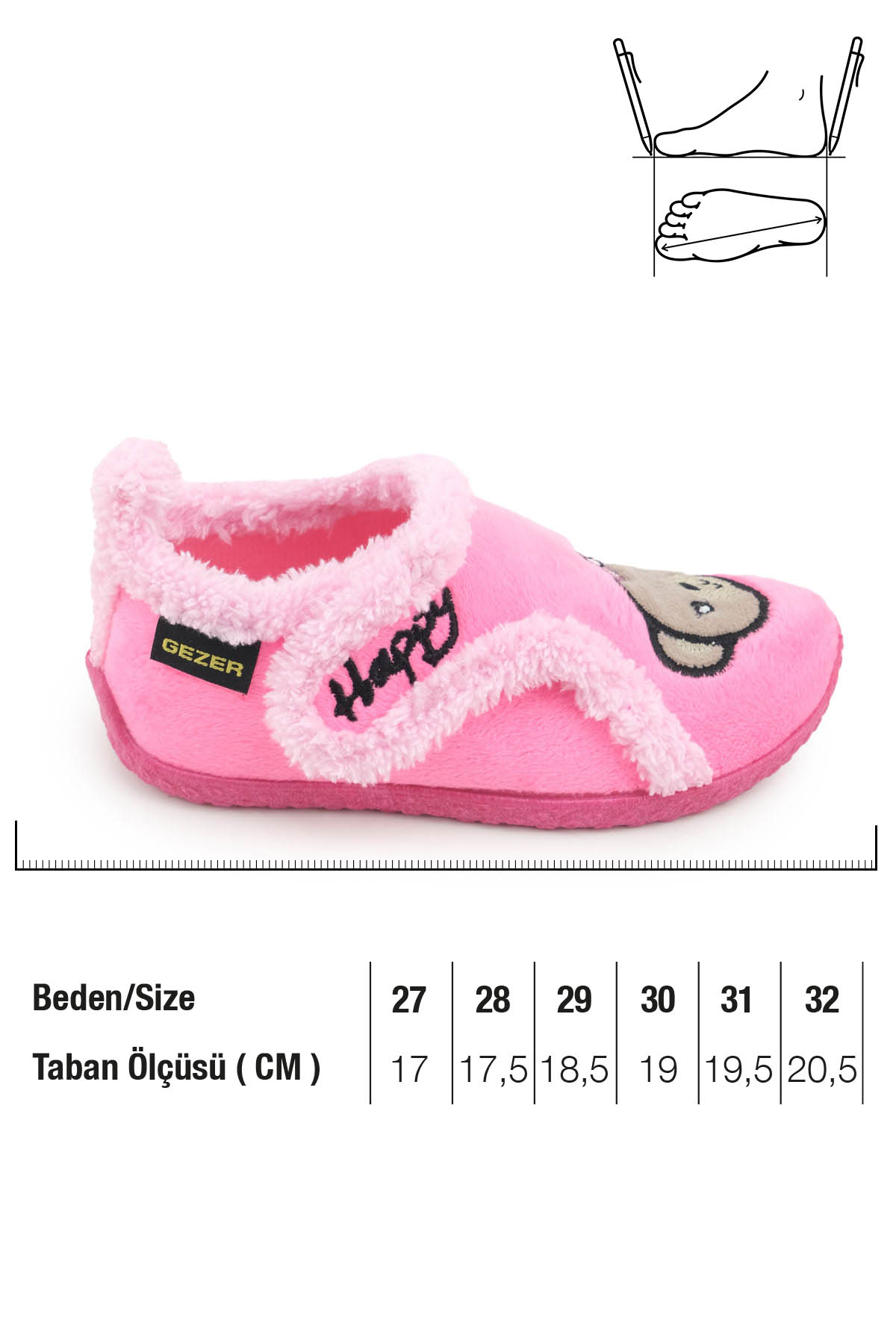 Kışlık Kız Çocuk Rahat Taban Cırt Cırtlı Ayarlanabilir Ev Okul Kreş Panduf Ayakkabı - Görsel 3