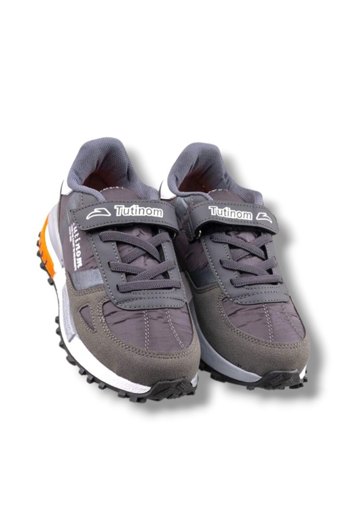 807-26 Anatomik Paraşüt Kumaş Çocuk Sneaker Füme Beyaz Oranj 31-35 - Görsel 3