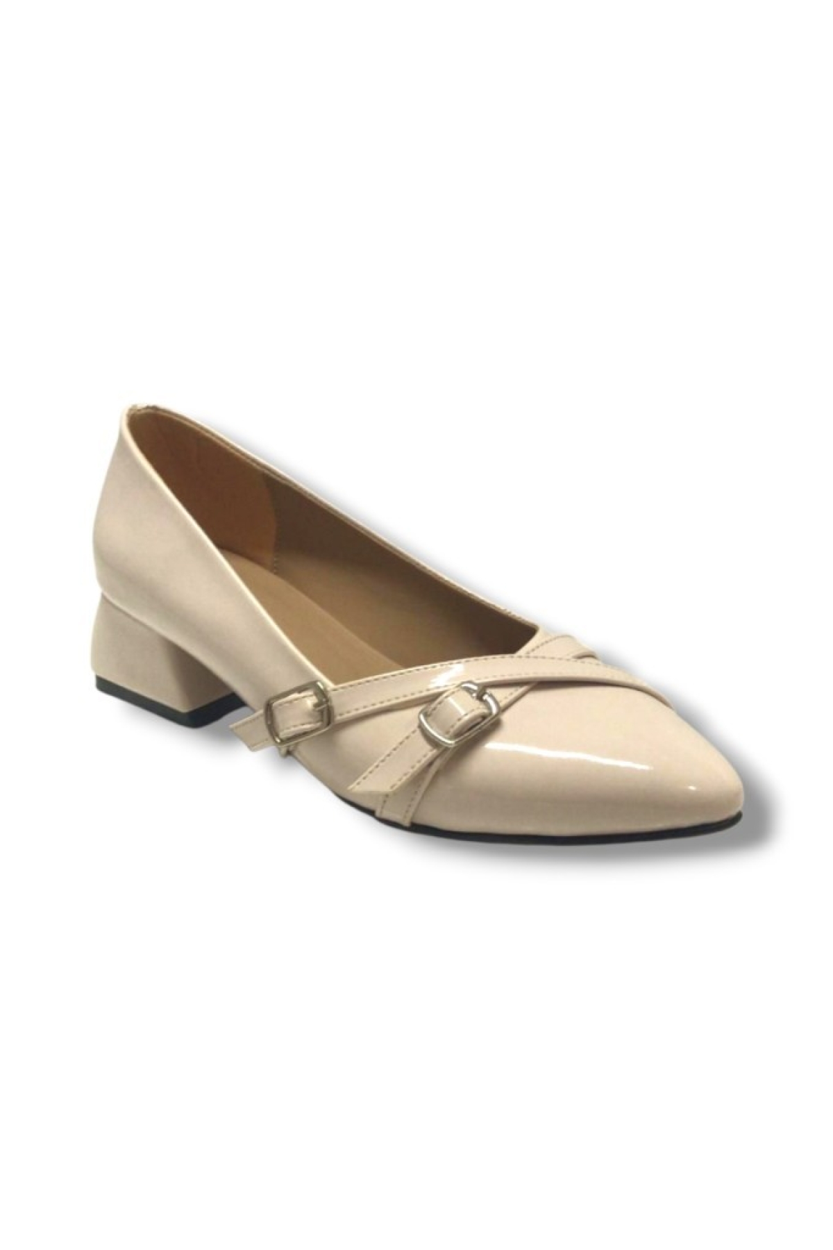 676-26 Rugan Deri Çift Tokalı Kare Topuk Kadın Ayakkabı - Görsel 2