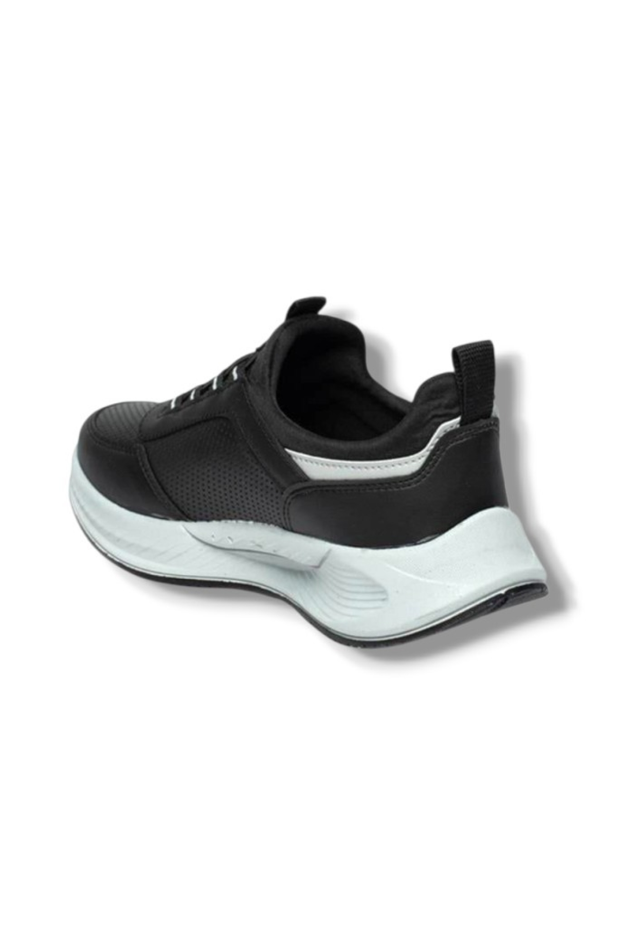 137-26 Deri Anatomik Erkek Sneaker Siyah Gümüş - Görsel 4