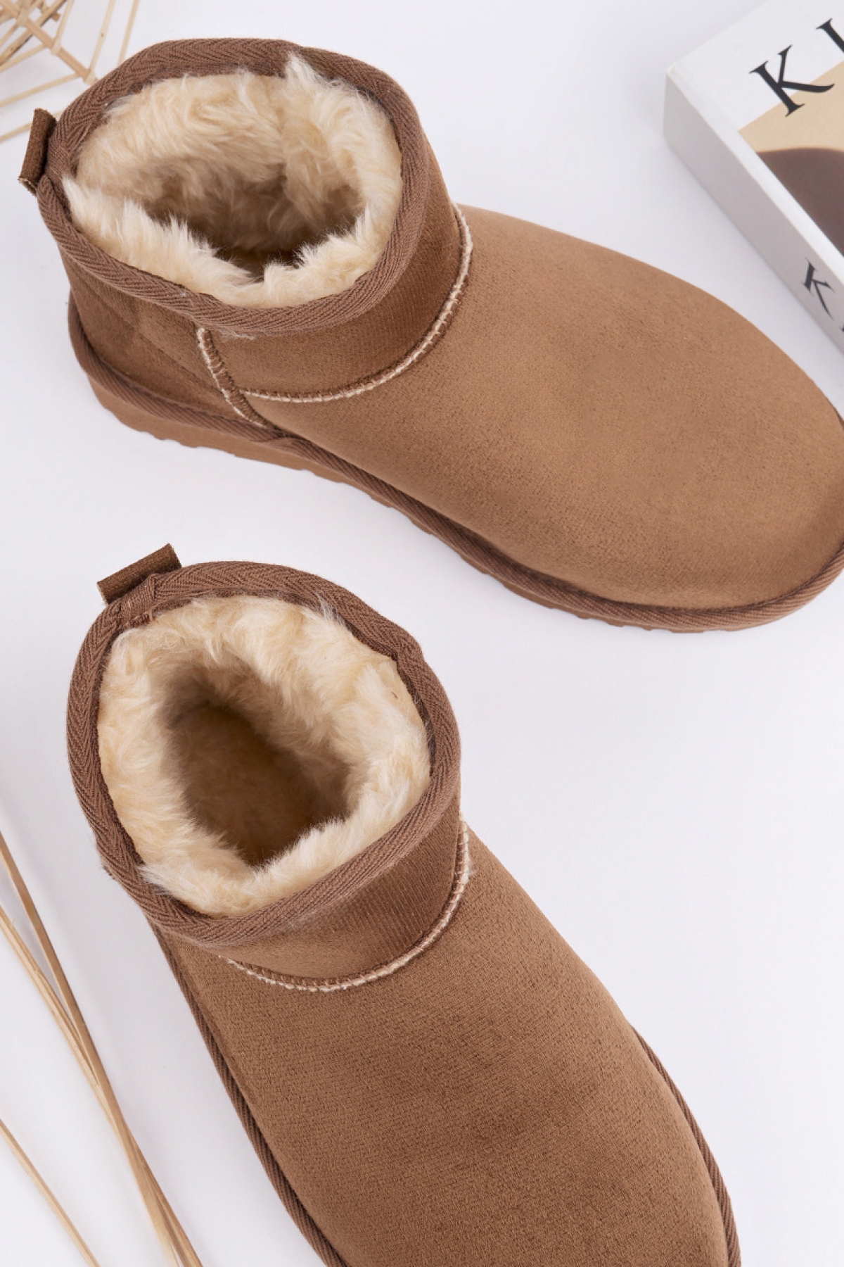 Kadın Garantili İçi Kürklü Hafif Taban Mini Bot Uggm301 Taba - Görsel 3