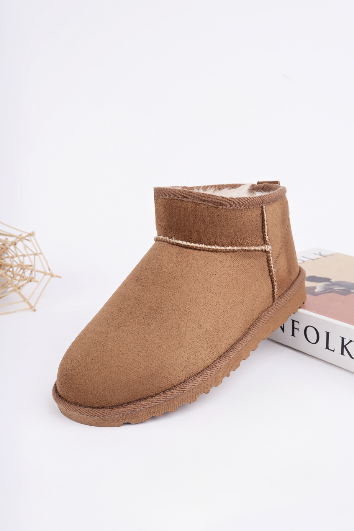 Kadın Garantili İçi Kürklü Hafif Taban Mini Bot Uggm301 Taba - Görsel 9