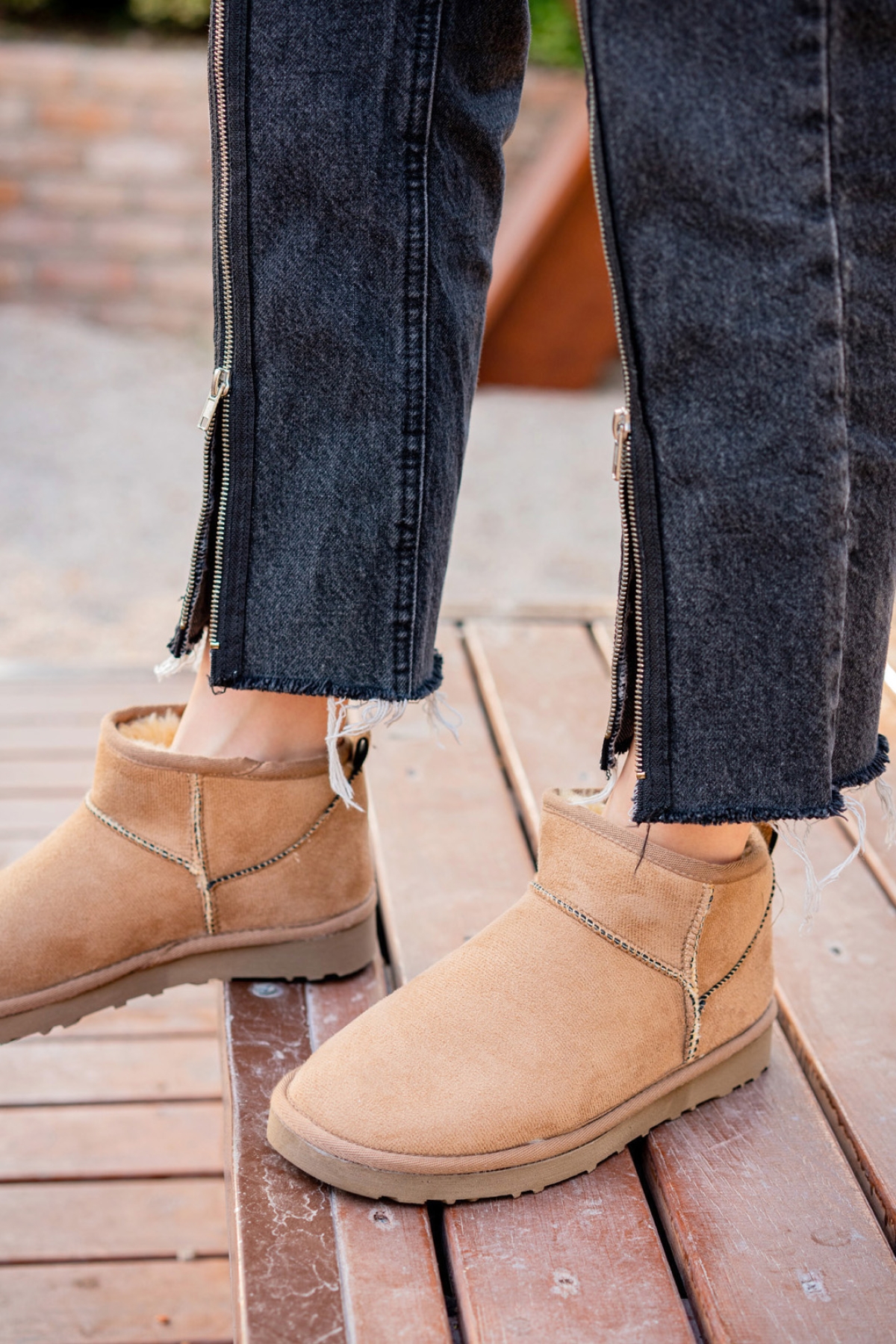 Kadın Garantili İçi Kürklü Hafif Taban Mini Bot Uggm301 Vizon