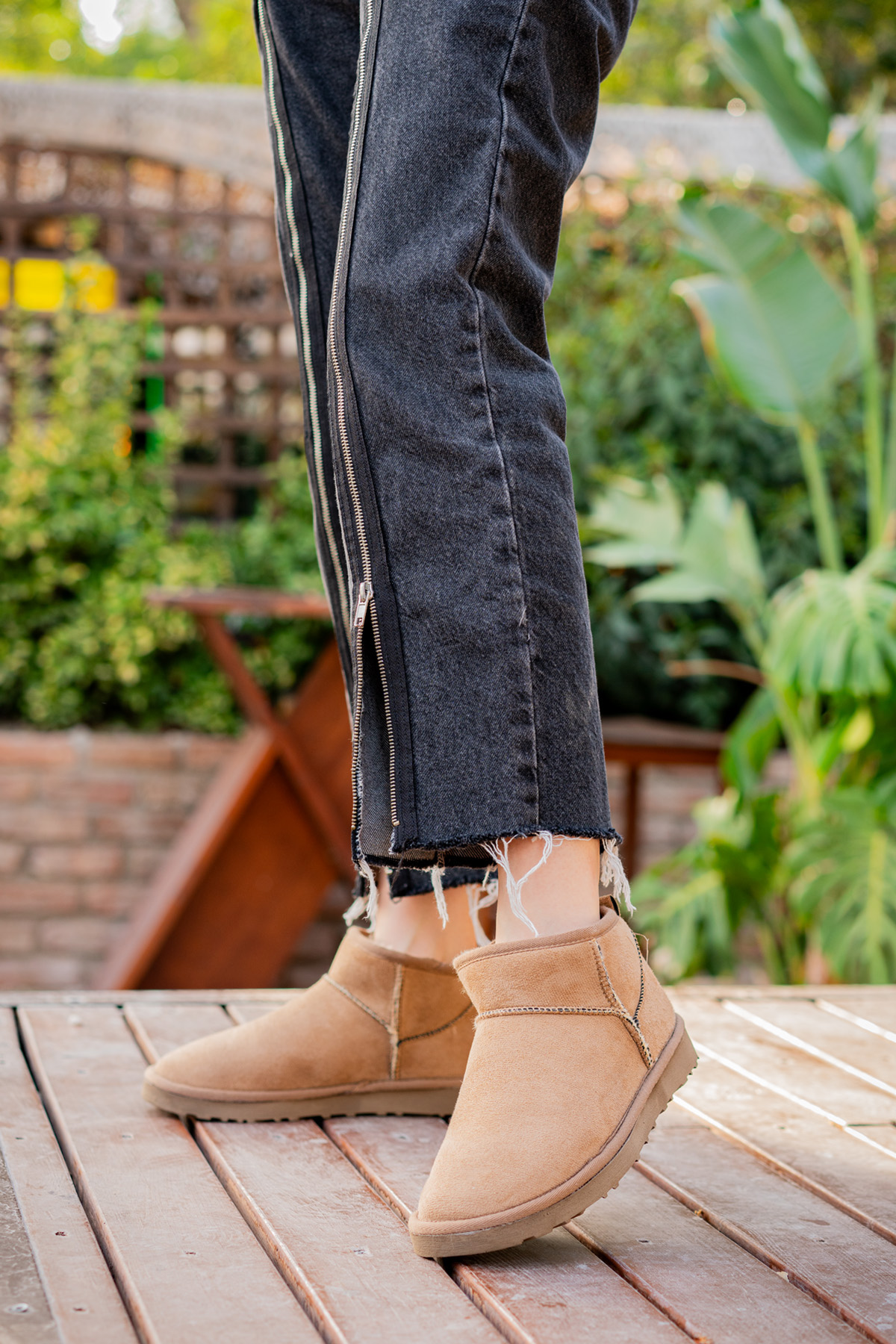 Kadın Garantili İçi Kürklü Hafif Taban Mini Bot Uggm301 Vizon - Görsel 3