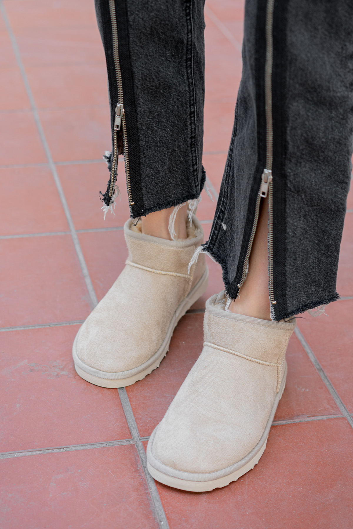 Kadın Garantili İçi Kürklü Hafif Taban Mini Bot Uggm301 Bej - Görsel 7