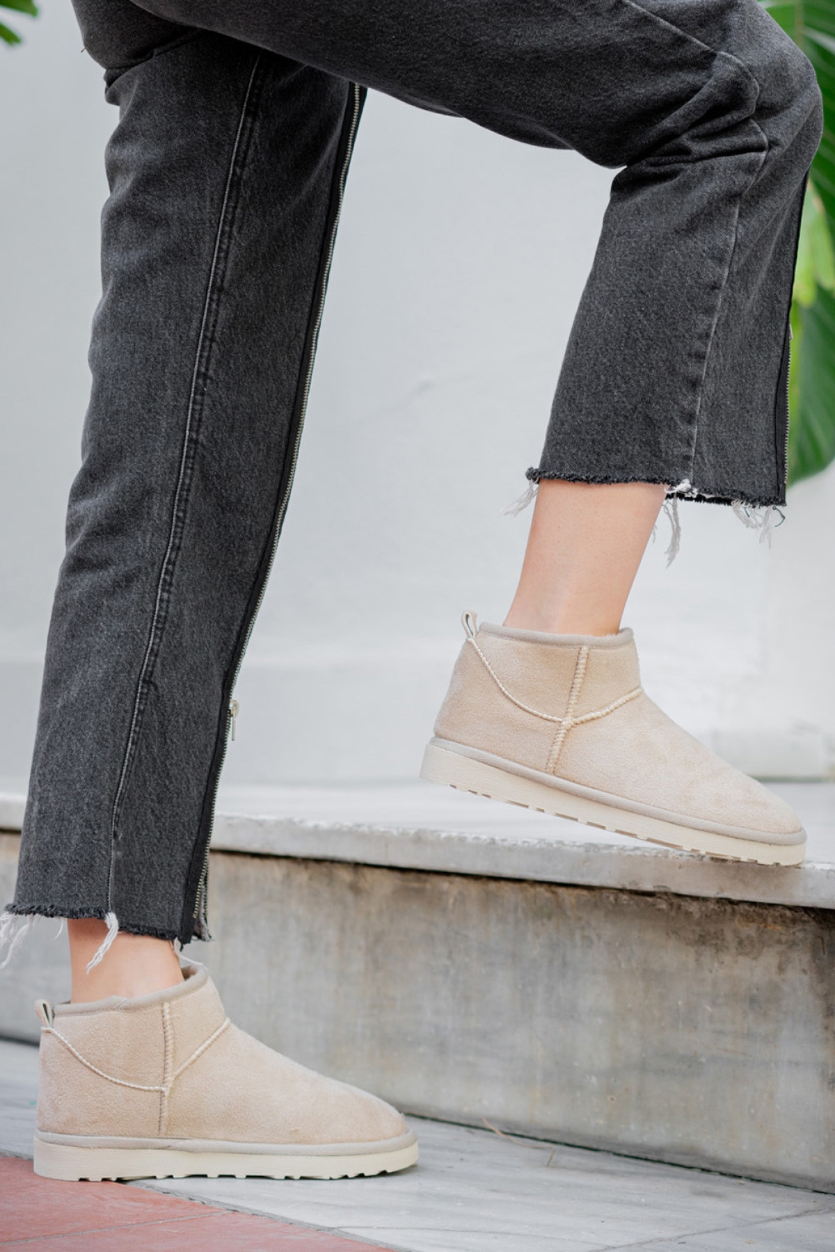 Kadın Garantili İçi Kürklü Hafif Taban Mini Bot Uggm301 Bej - Görsel 9