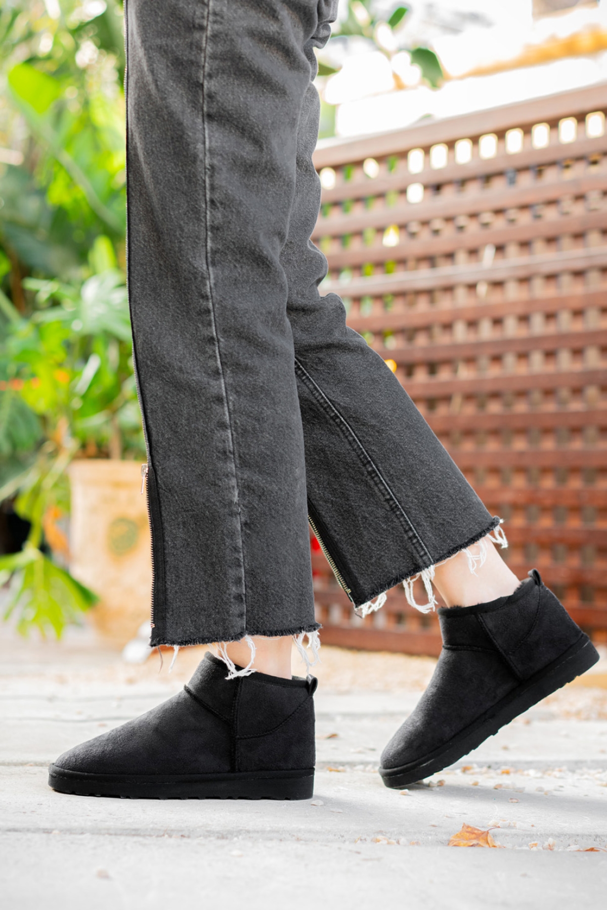 Kadın Garantili İçi Kürklü Hafif Taban Mini Bot Uggm301 Siyah - Görsel 8