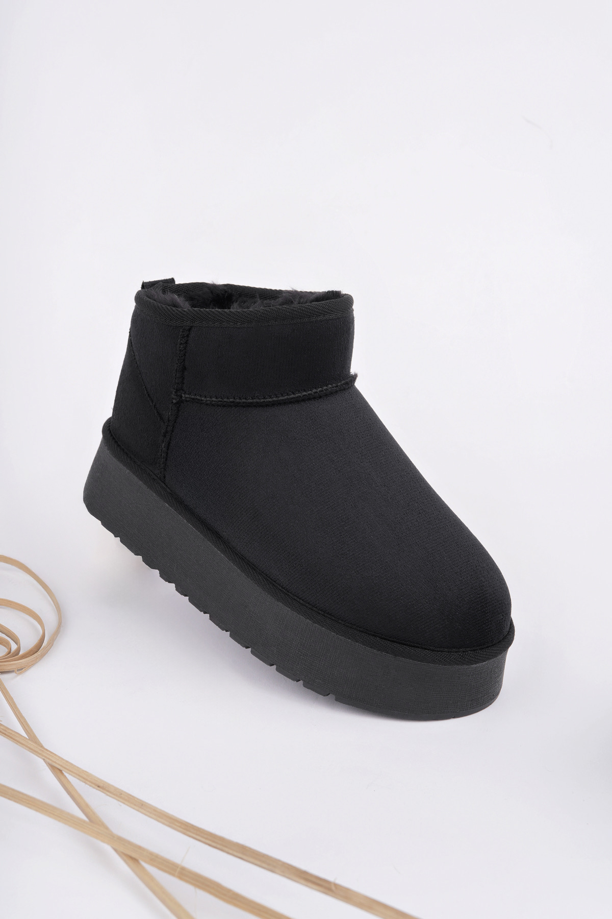 Kadın Garantili İçi Kürklü Hafif Taban Mini Bot Uggm.302 Siyah - Görsel 8