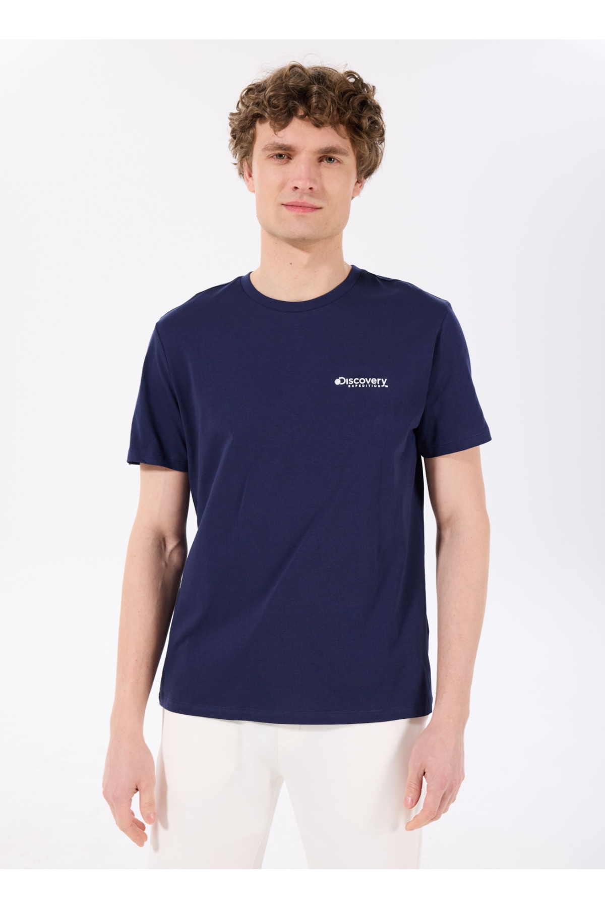 D4SM-TST3294 Lacivert Bisiklet Yaka Standart Düz Erkek T-Shirt