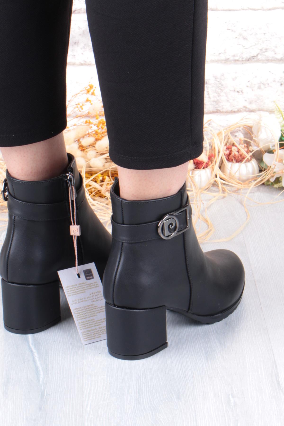 54191 Siyah Cilt Sıcak Astar Kalın Topuklu Kadın Bot - Görsel 6